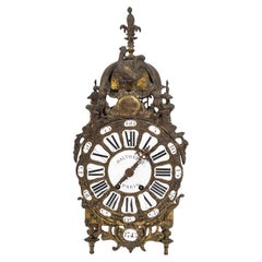 Antique 18th Century Bell Clock, Mechanism Signed by Huy Angers.