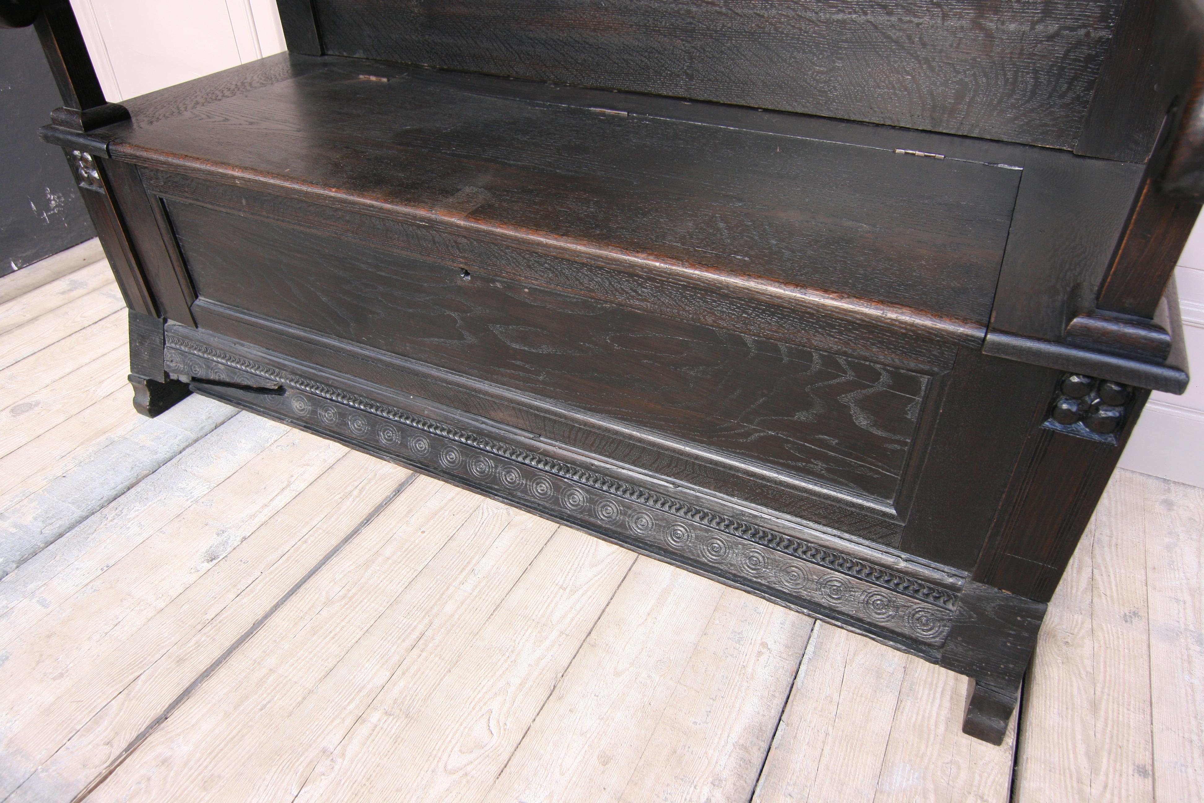 18th Century Bench Made of Hand Carved Oak 4