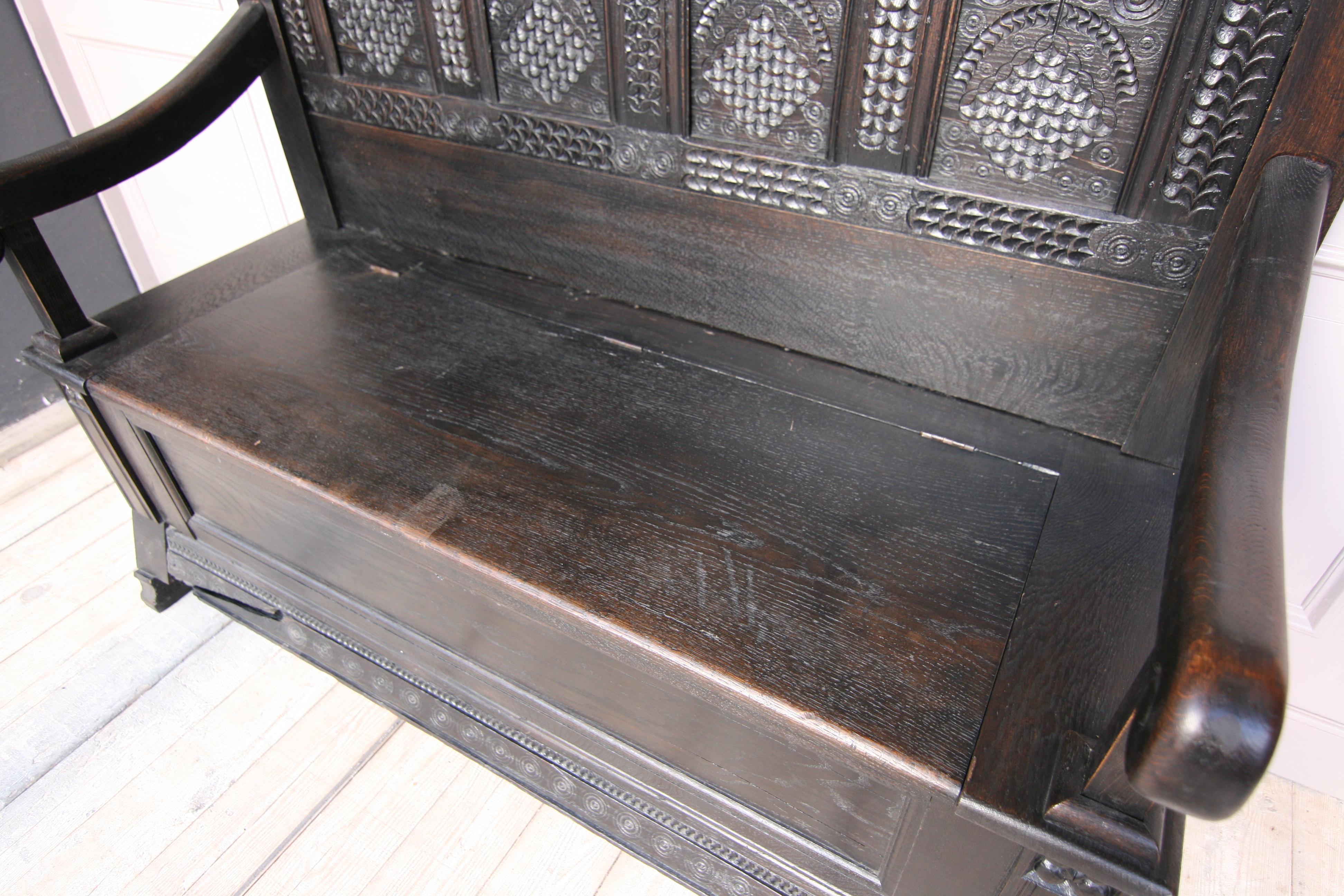 18th Century Bench Made of Hand Carved Oak 5