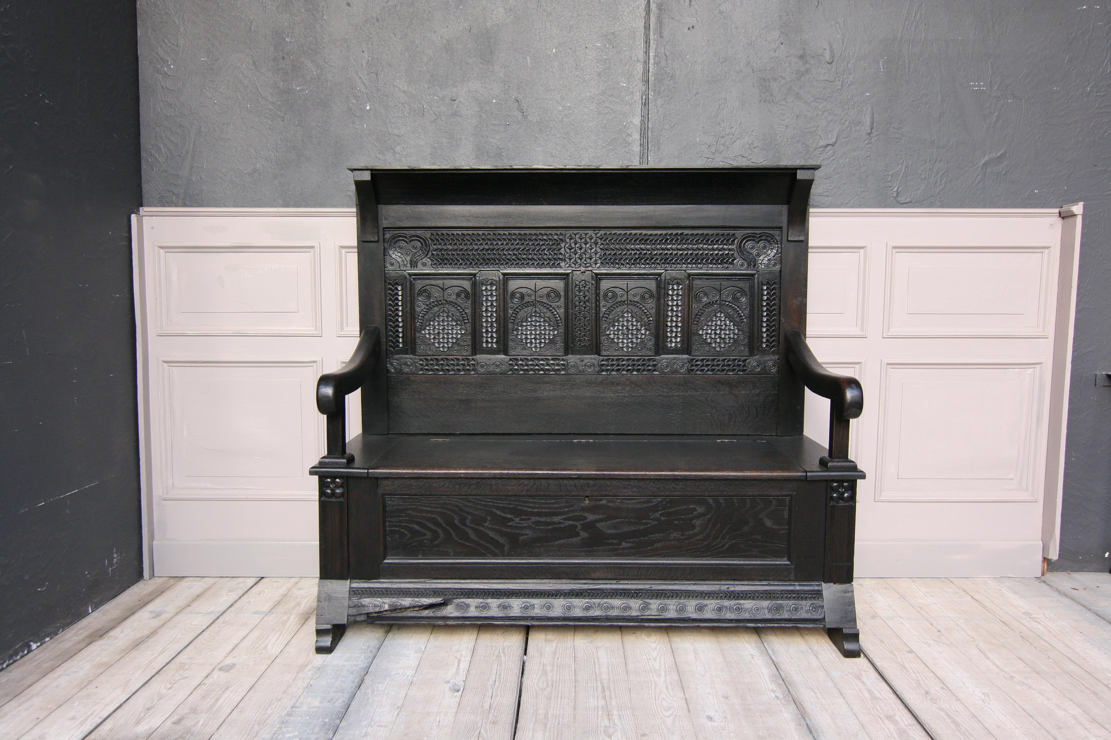 Baroque 18th Century Bench Made of Hand Carved Oak