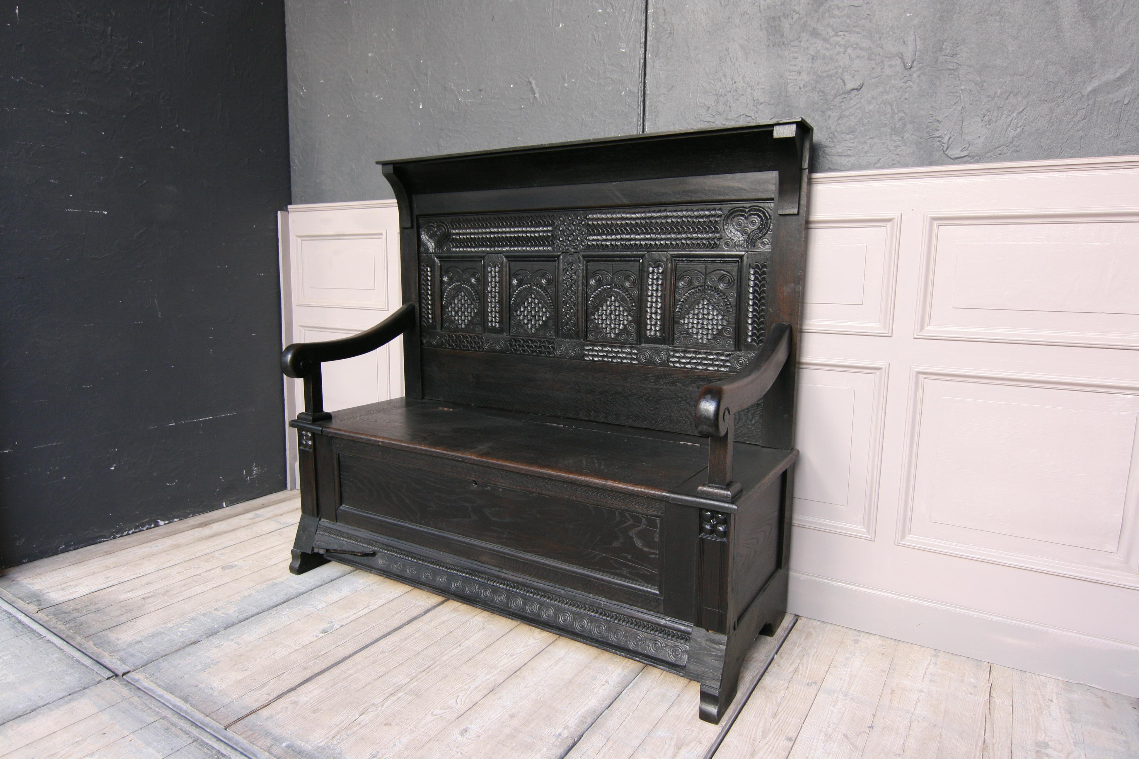 European 18th Century Bench Made of Hand Carved Oak