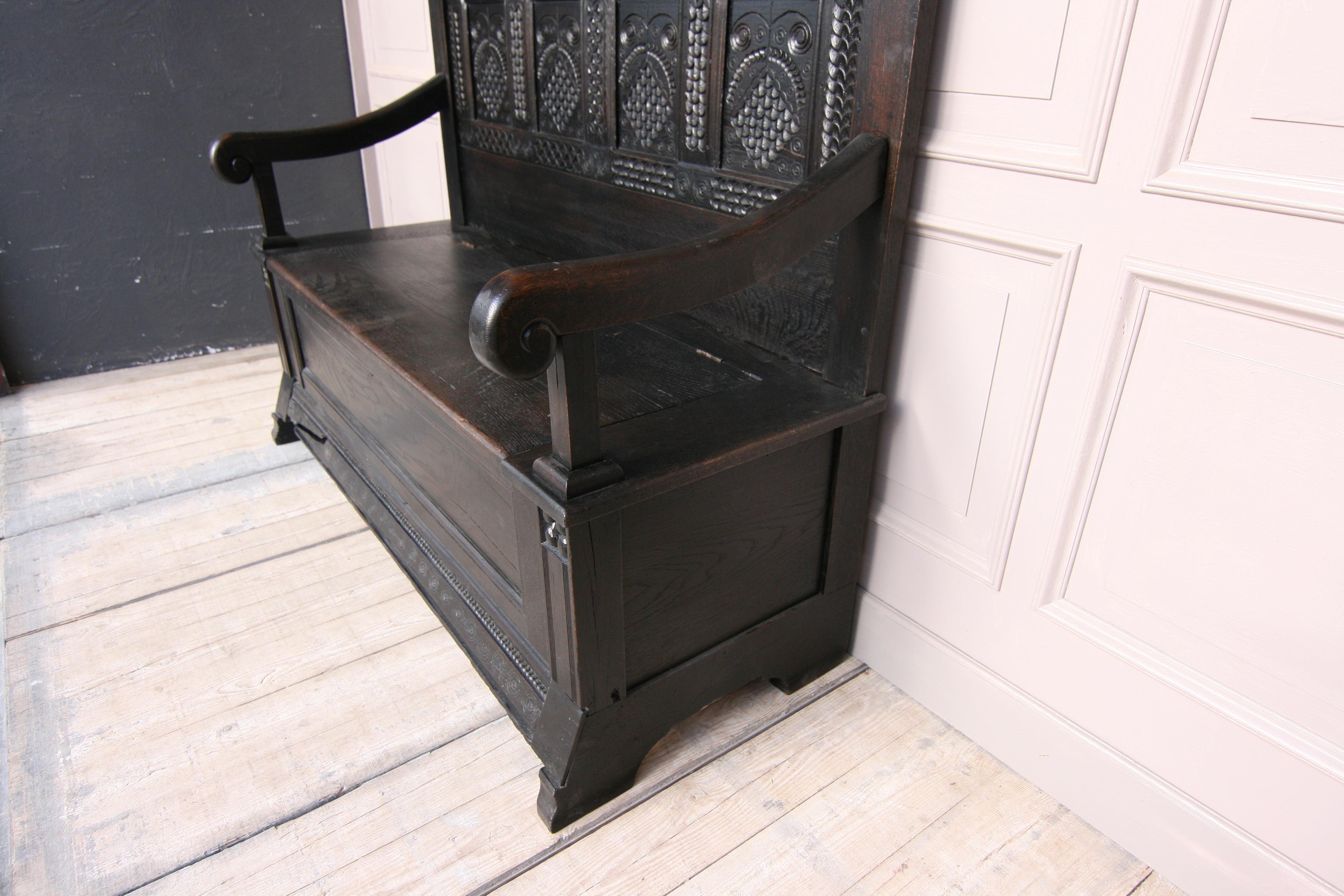 18th Century Bench Made of Hand Carved Oak 1