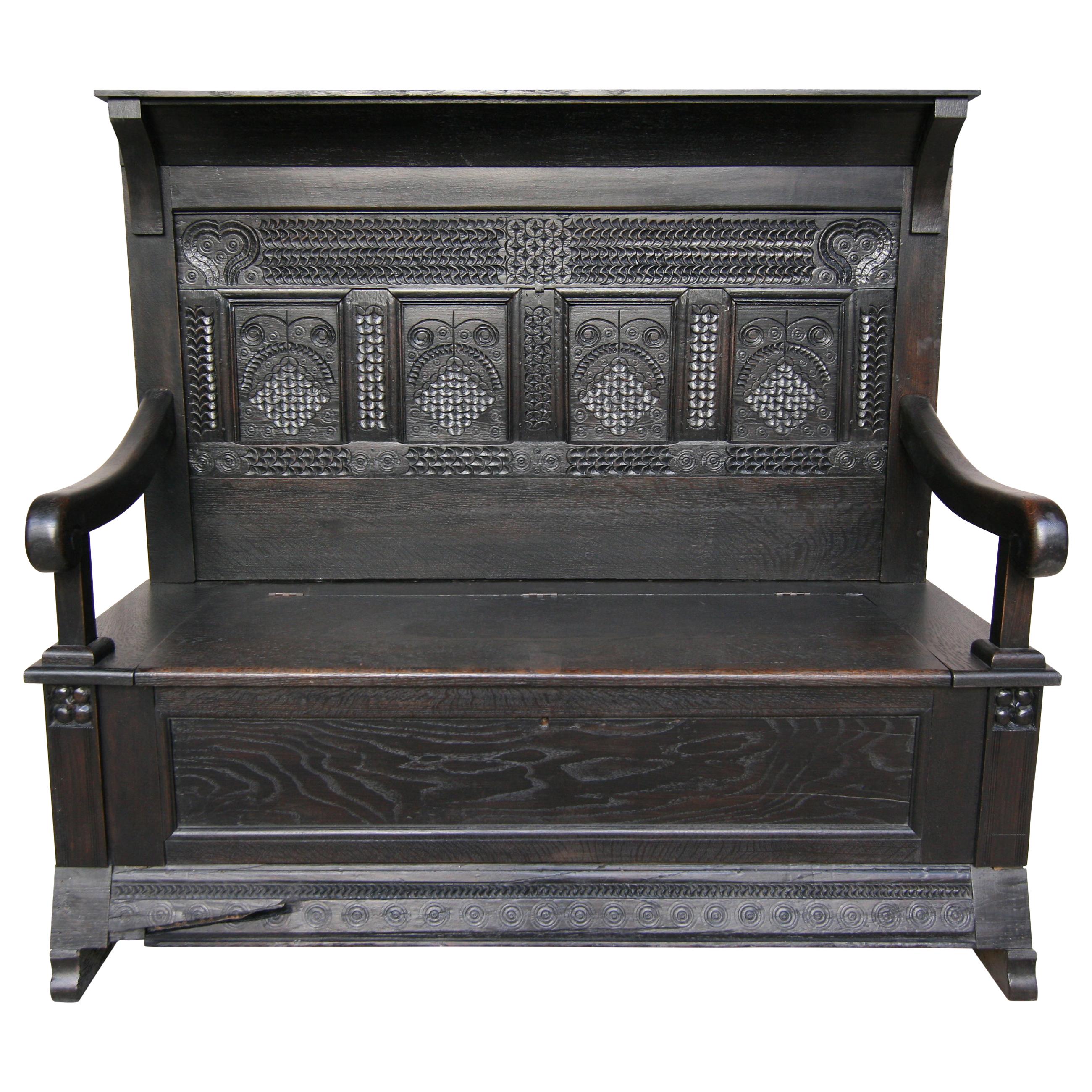 18th Century Bench Made of Hand Carved Oak