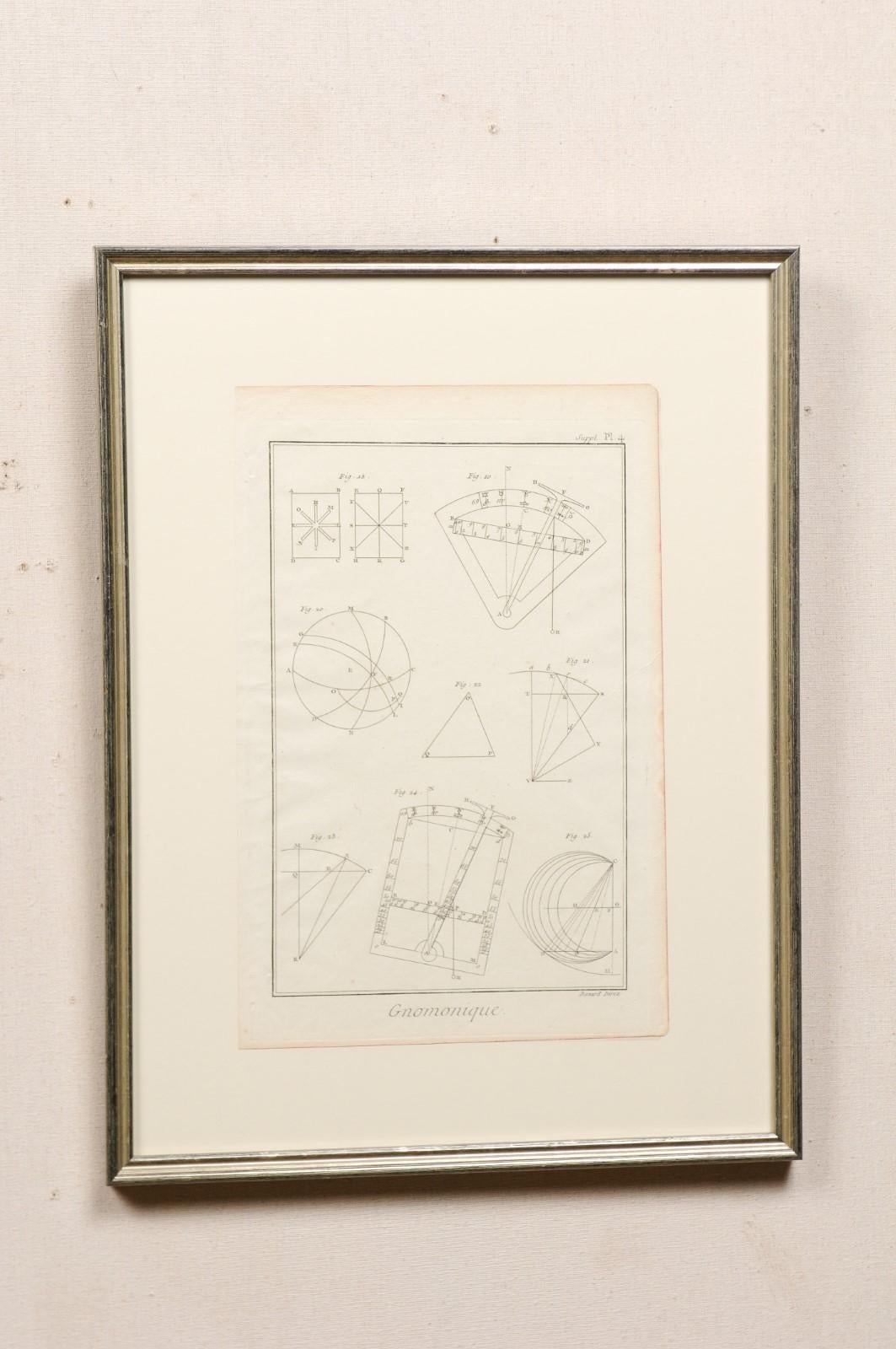 French 18th Century Bernard Direx Geometric Renderings in Frames