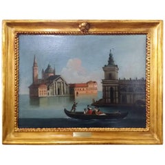 18th Century Bernardo Canal Italian a View of Venice Oil on Canvas Painting