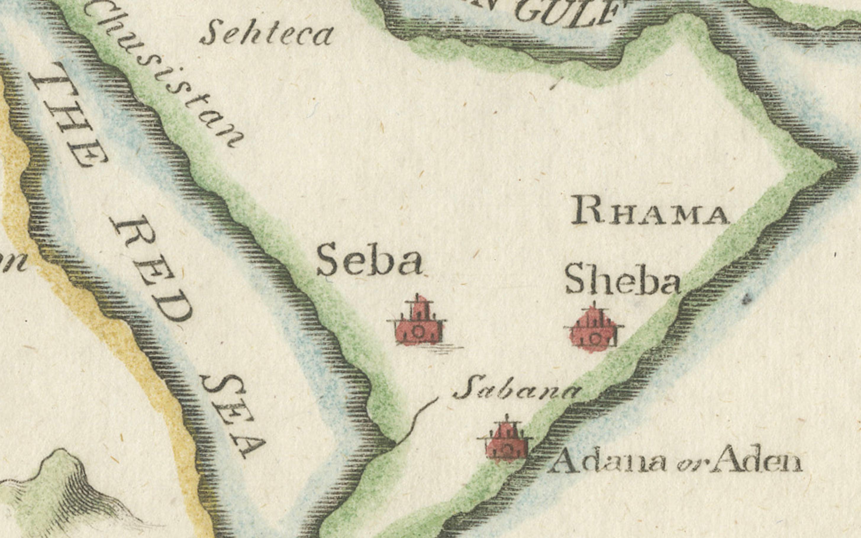 18th-Century Biblical Map of the Colonies of Ham: Africa, Middle East and Beyond In Good Condition For Sale In Langweer, NL