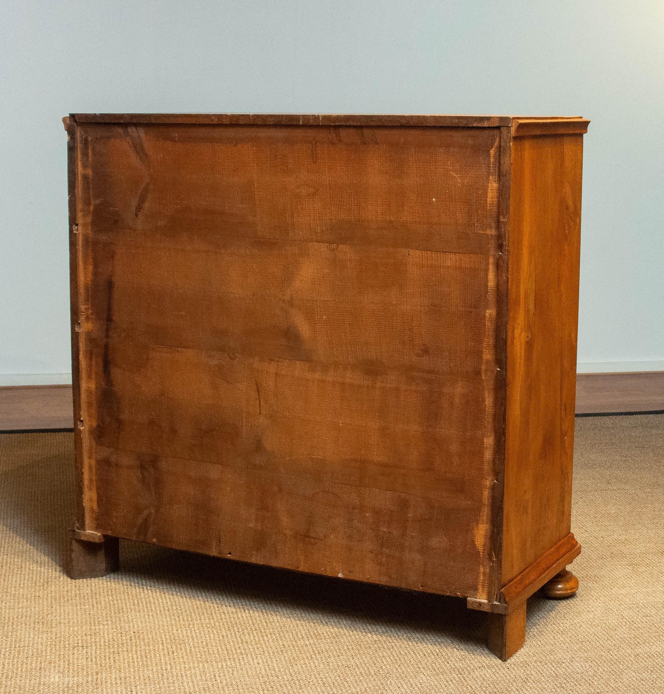 18th Century Biedermeier Commode / Drawer Cabinet with Book Matching Oak Drawers For Sale 9