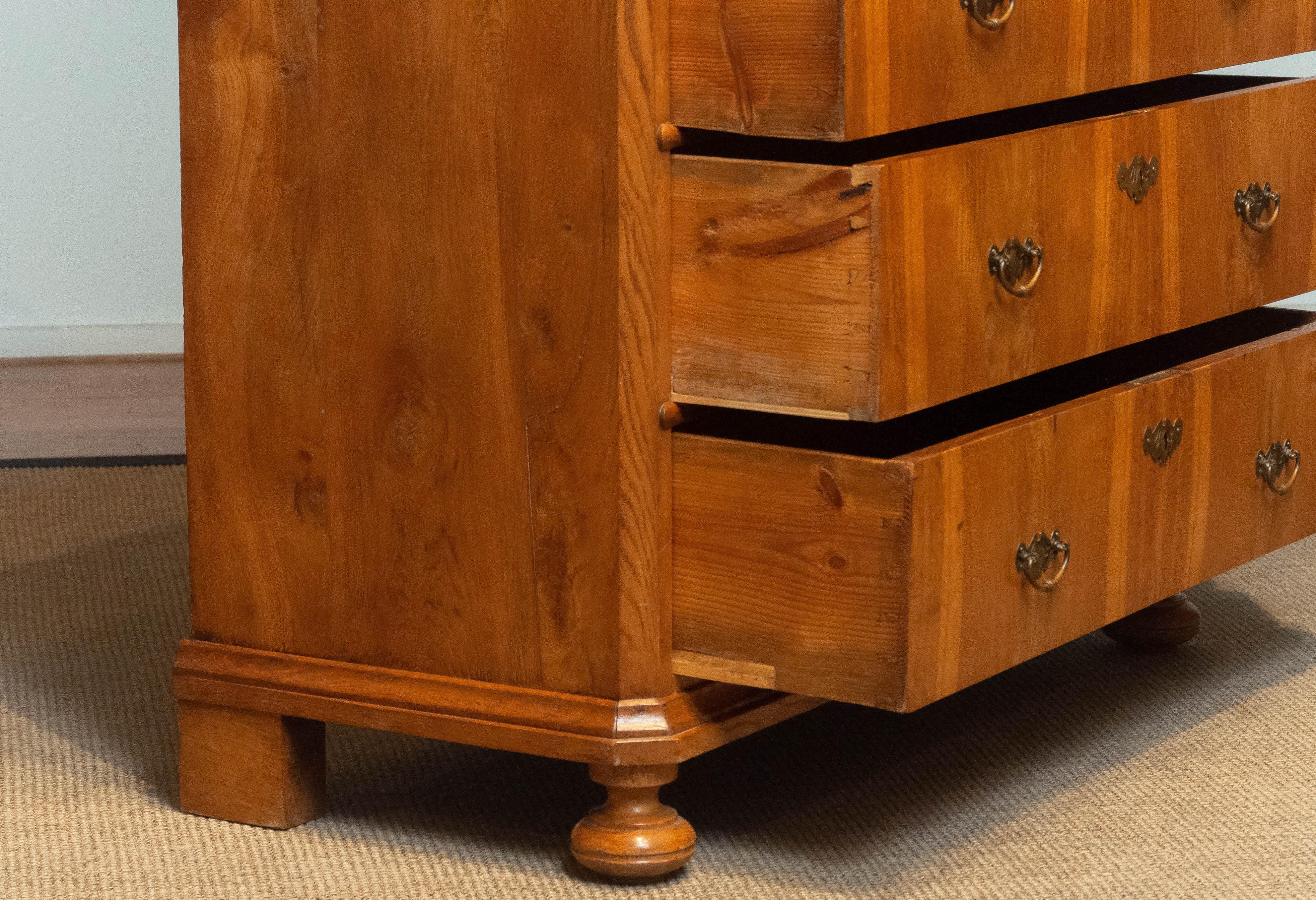 18th Century Biedermeier Commode / Drawer Cabinet with Book Matching Oak Drawers For Sale 4