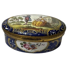 Parche ovalado esmaltado Bilston del siglo XVIII / Caja de rapé Circa 1780