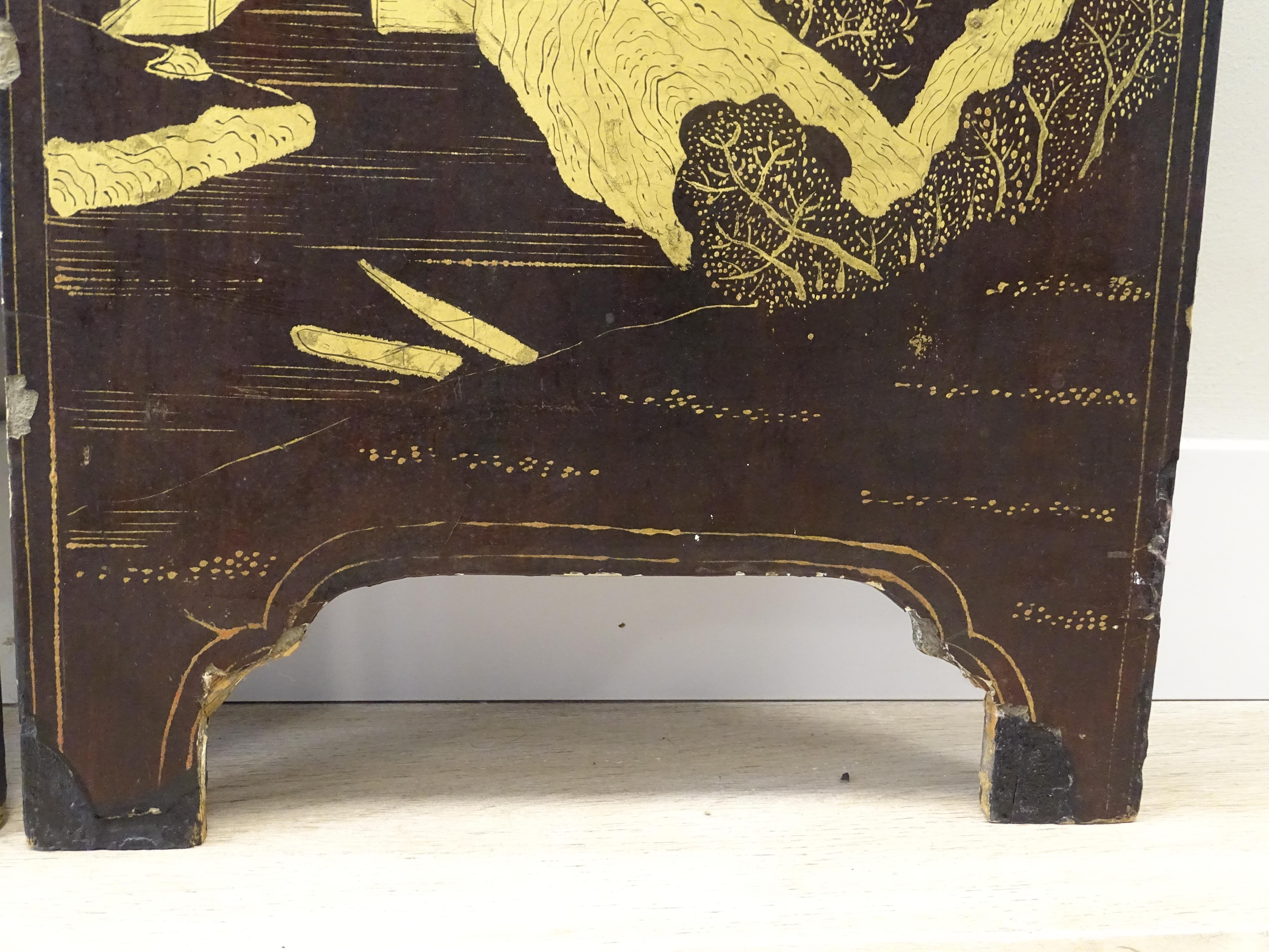18th Century Black and Gold Coromandel Screen with 4 Sheets 5