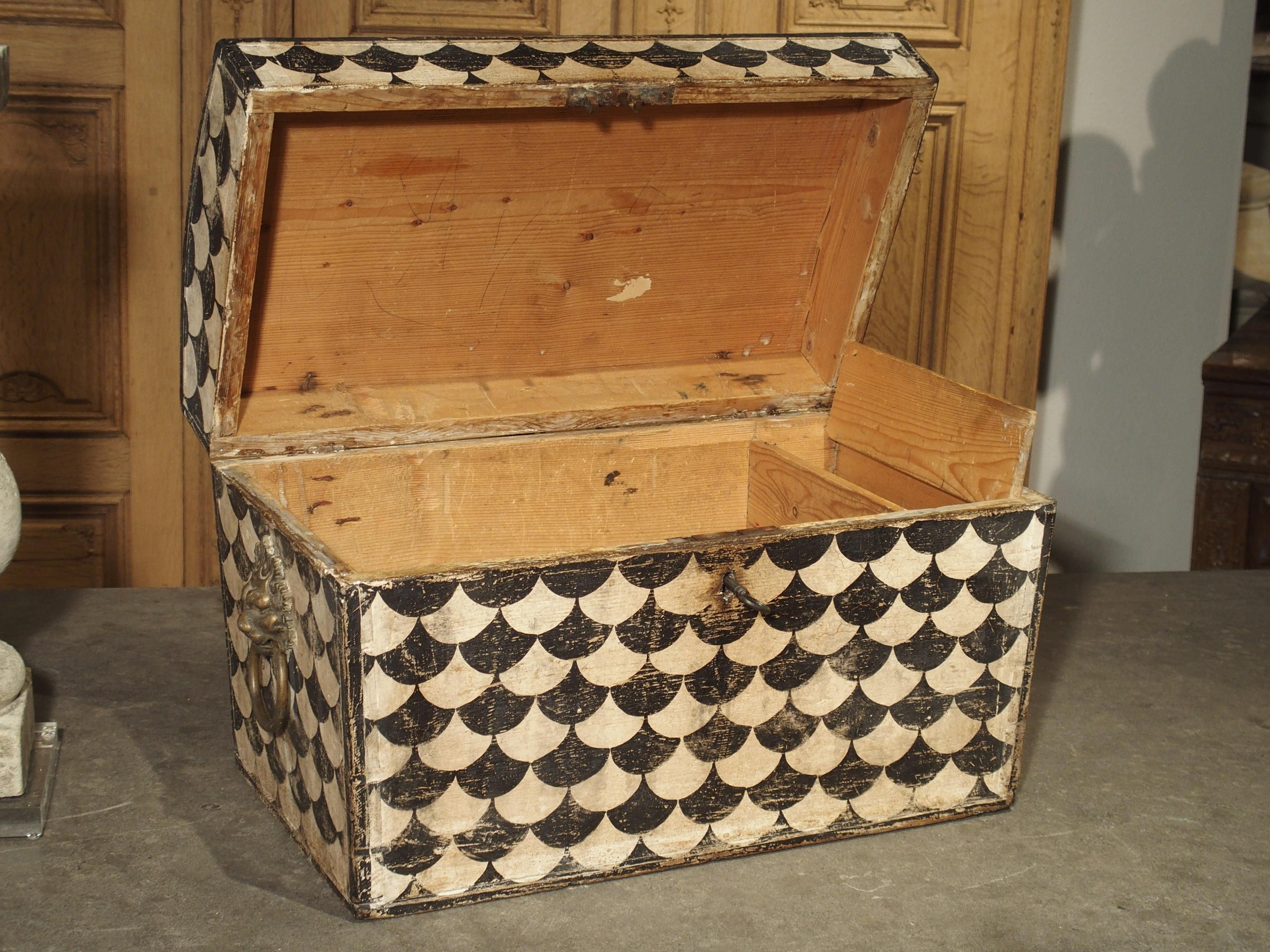 18th Century Black and White Painted Austrian Trunk 8