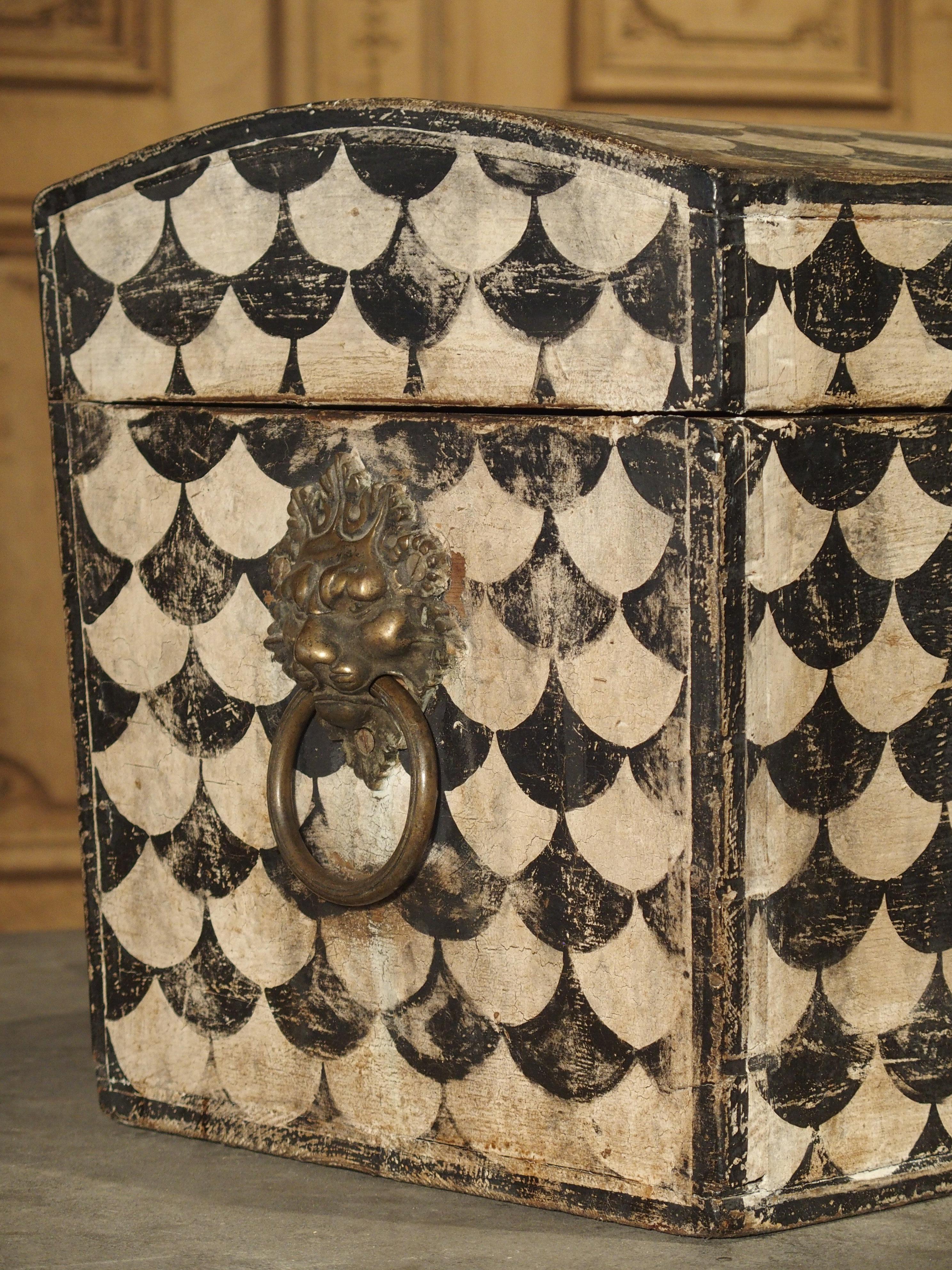 18th Century Black and White Painted Austrian Trunk In Good Condition In Dallas, TX