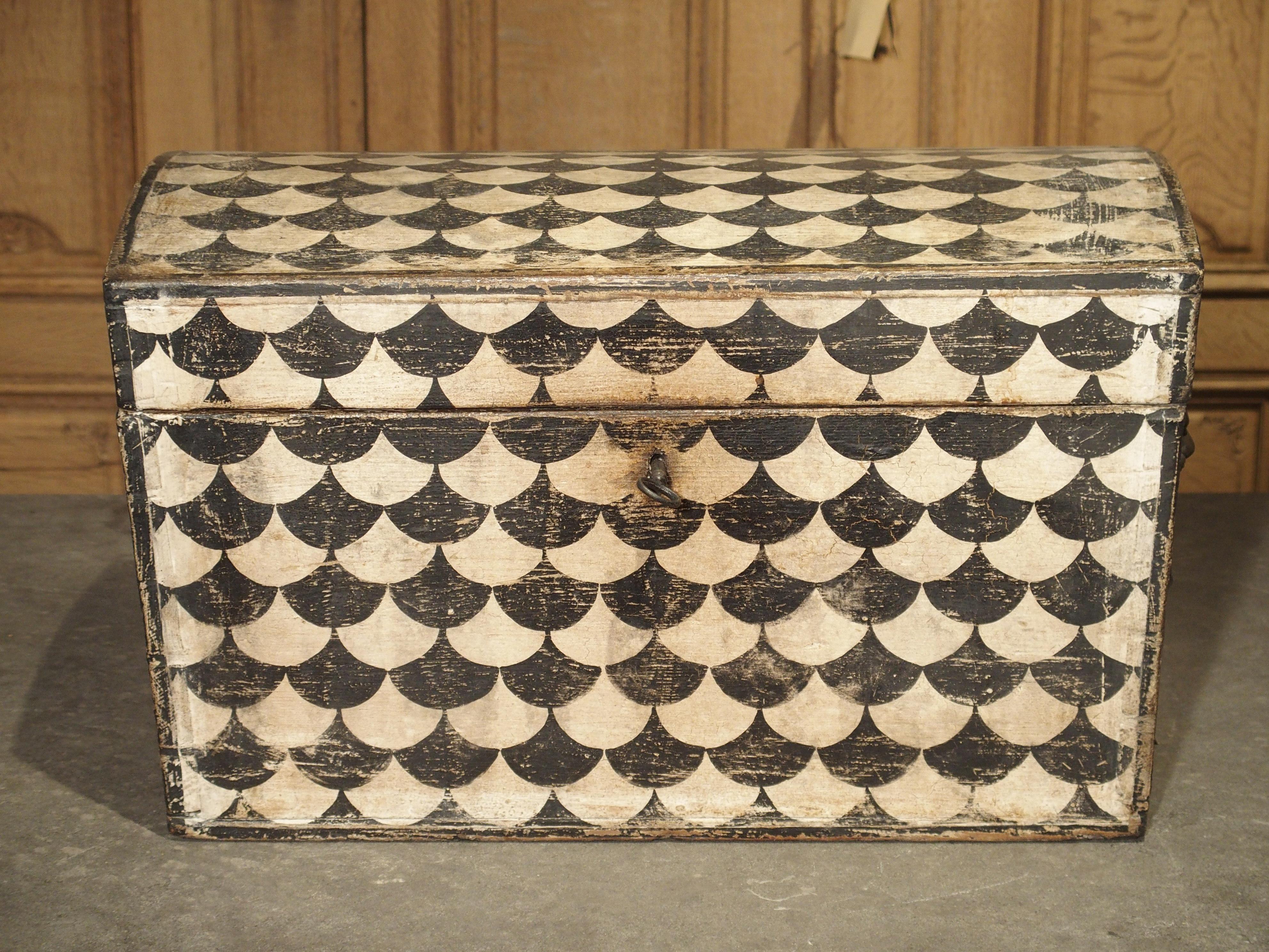 18th Century Black and White Painted Austrian Trunk 1