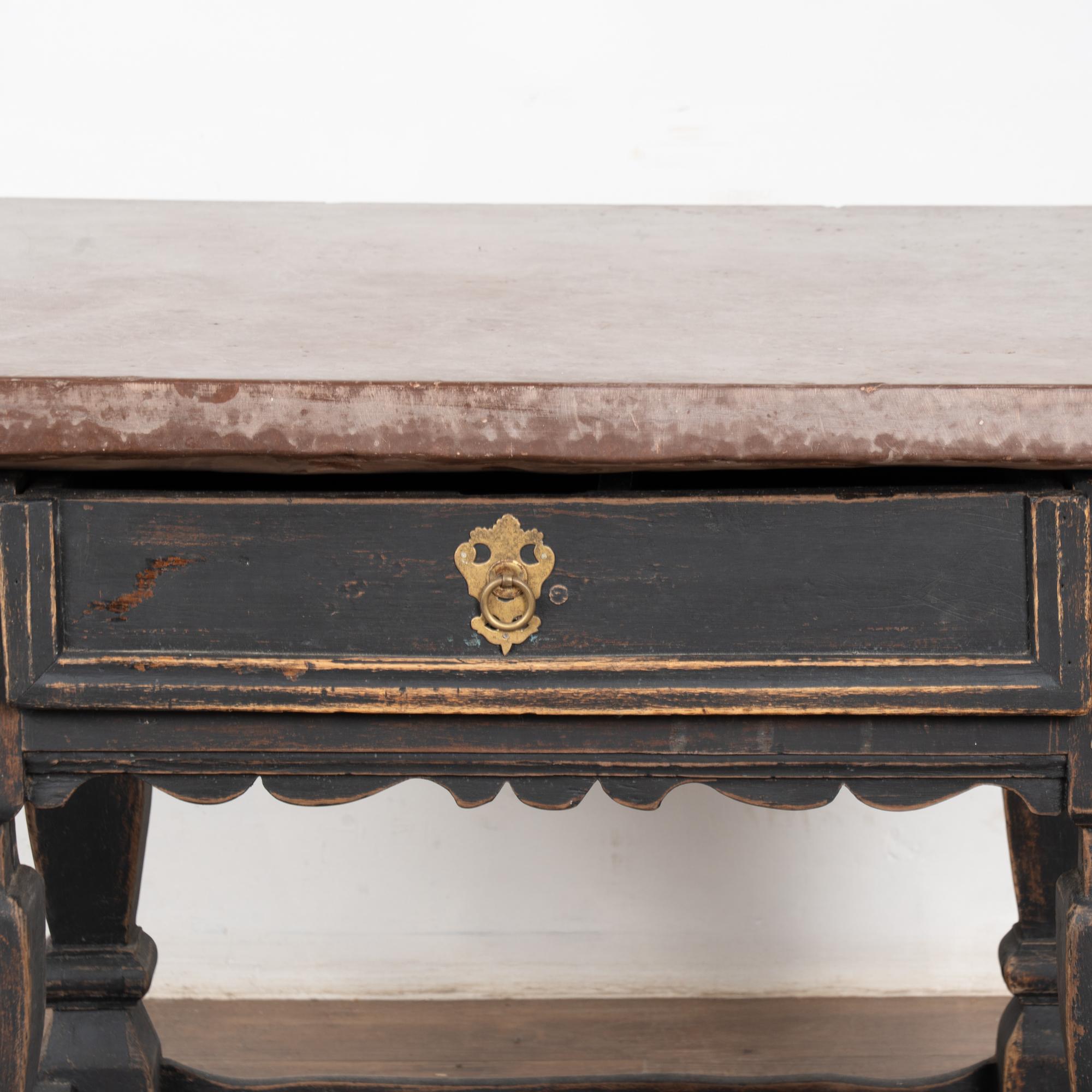18th Century Black Baroque Stone Top Table from Sweden For Sale 7