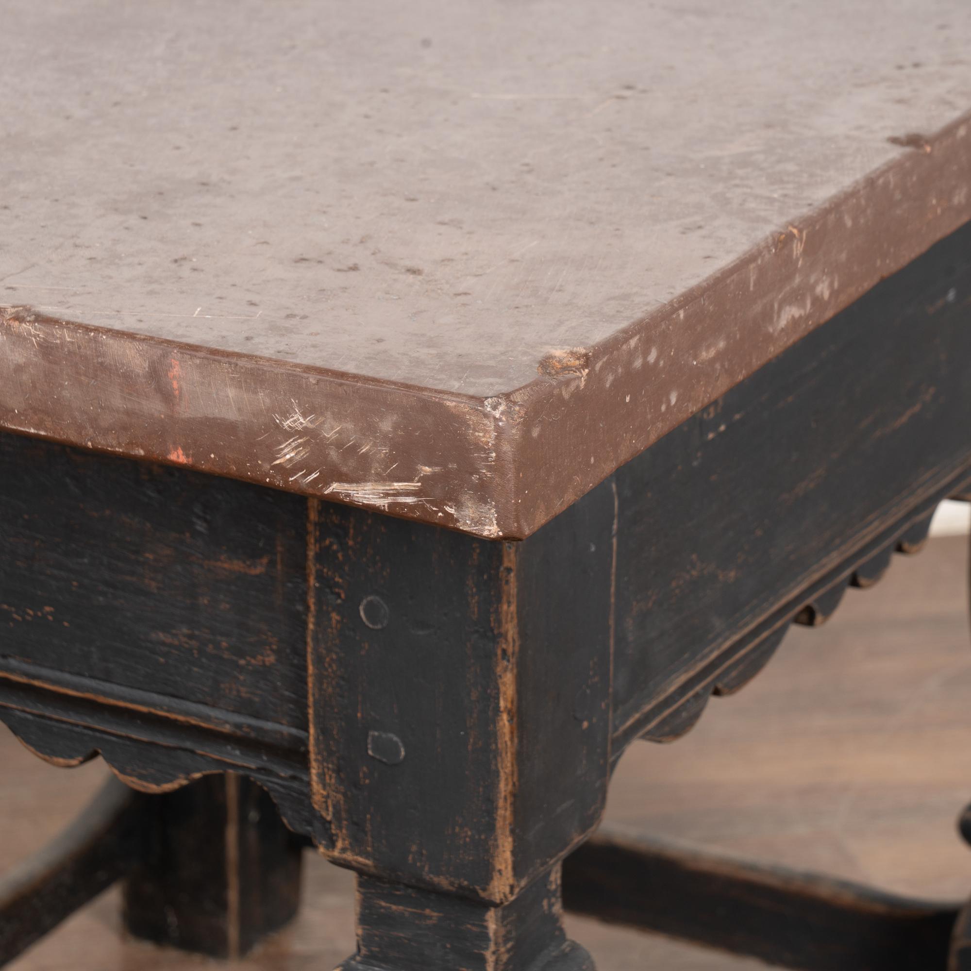 18th Century Black Baroque Stone Top Table from Sweden For Sale 5