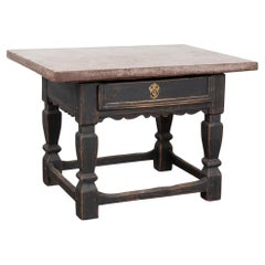 Antique 18th Century Black Baroque Stone Top Table from Sweden