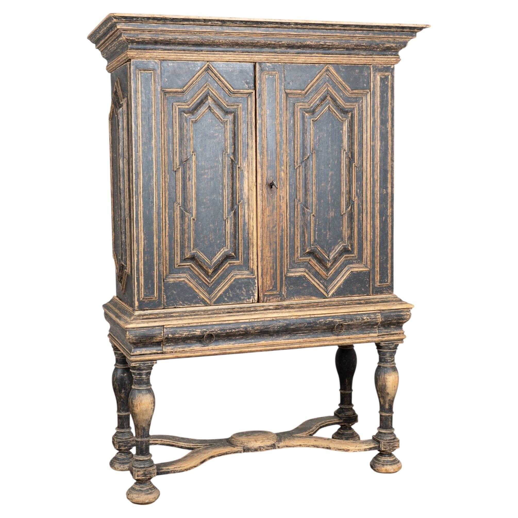 18th Century Black Baroque Swedish Cabinet
