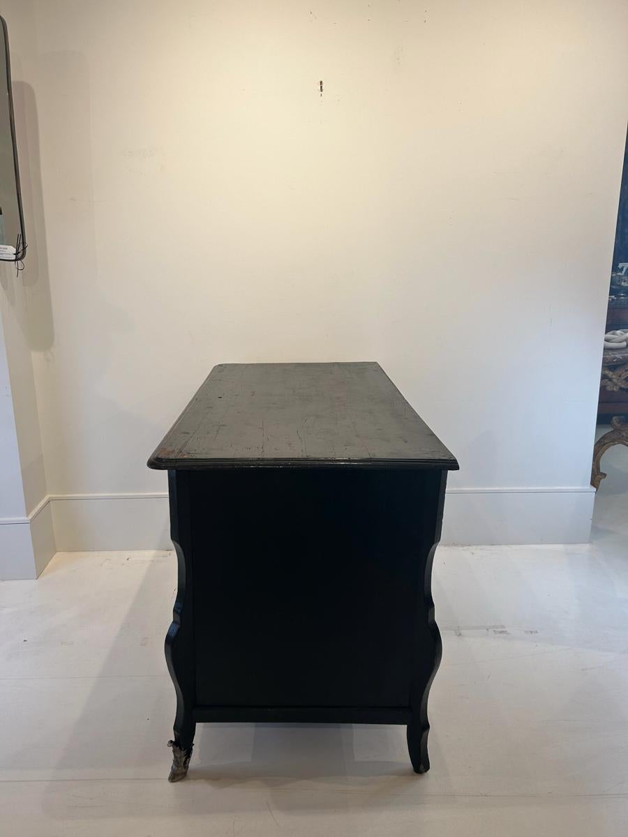 18th Century and Earlier 18th Century Black Chest with Silver Pulls