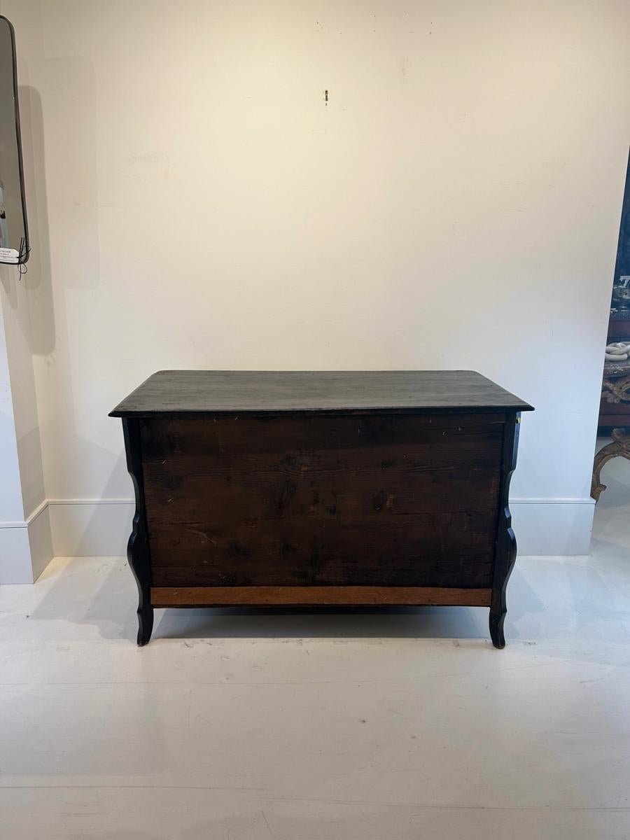 Wood 18th Century Black Chest with Silver Pulls