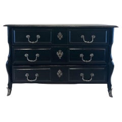 18th Century Black Chest with Silver Pulls