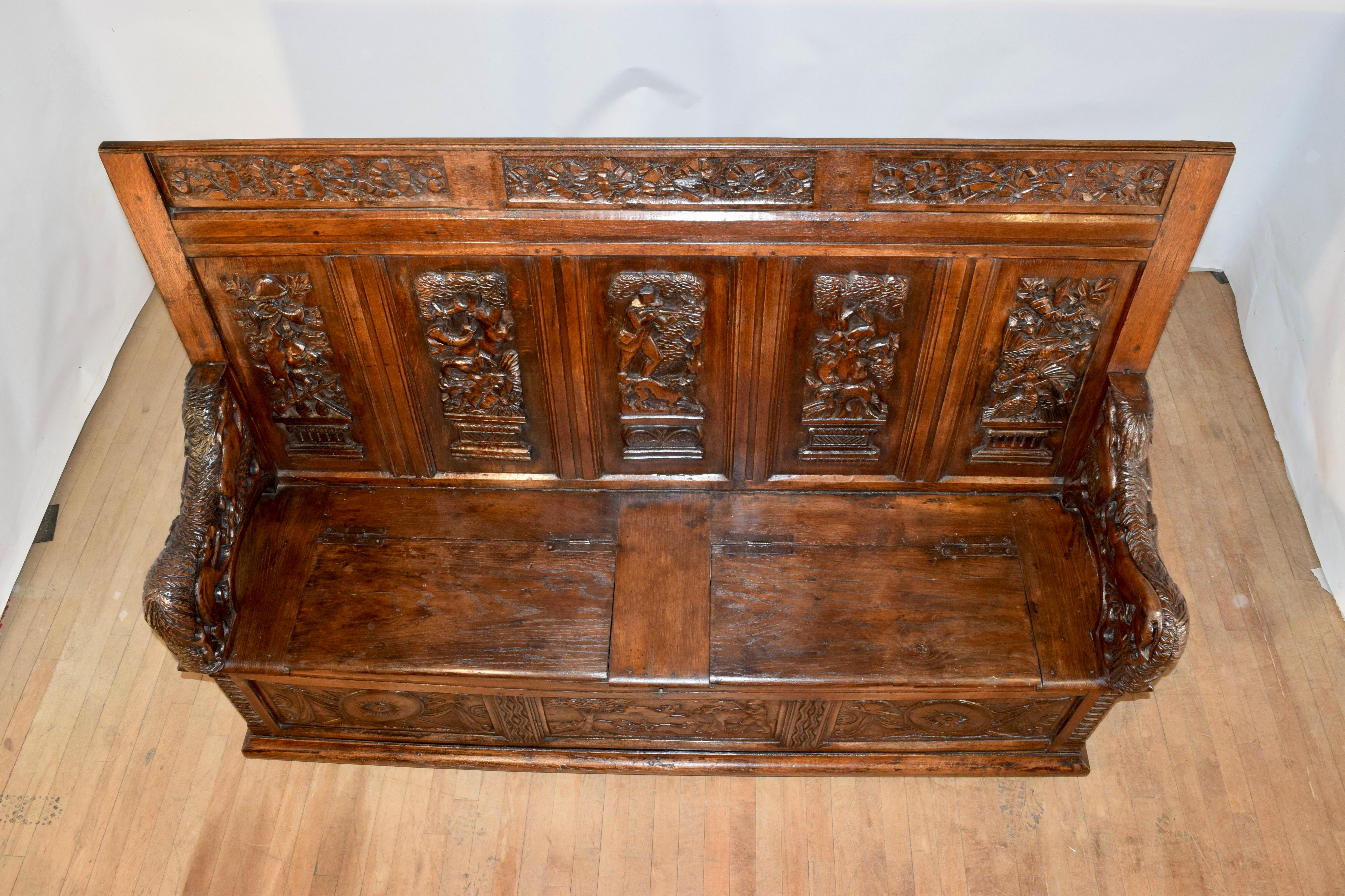 18th Century Black Forest Carved Bench 5