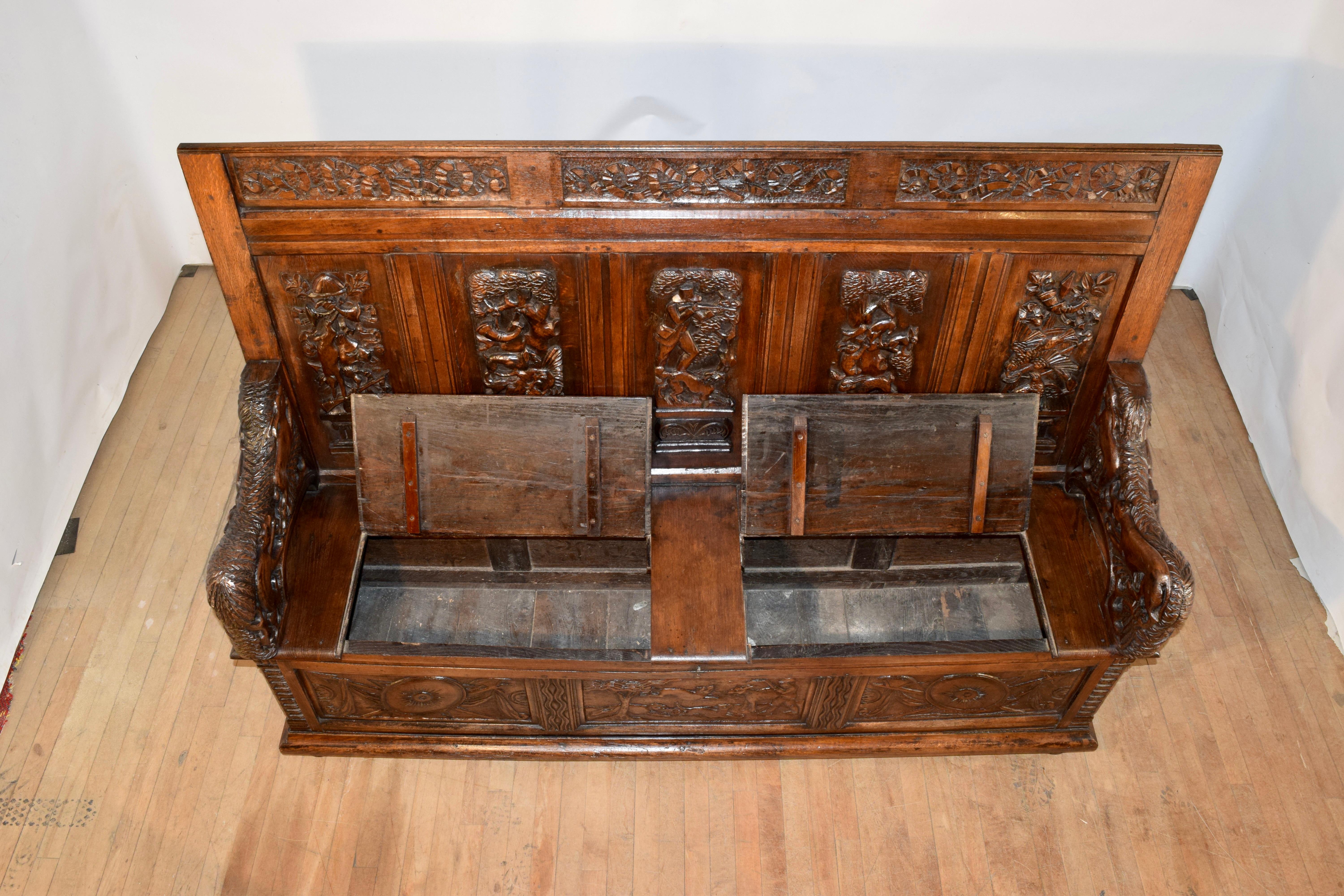 18th Century Black Forest Carved Bench 6