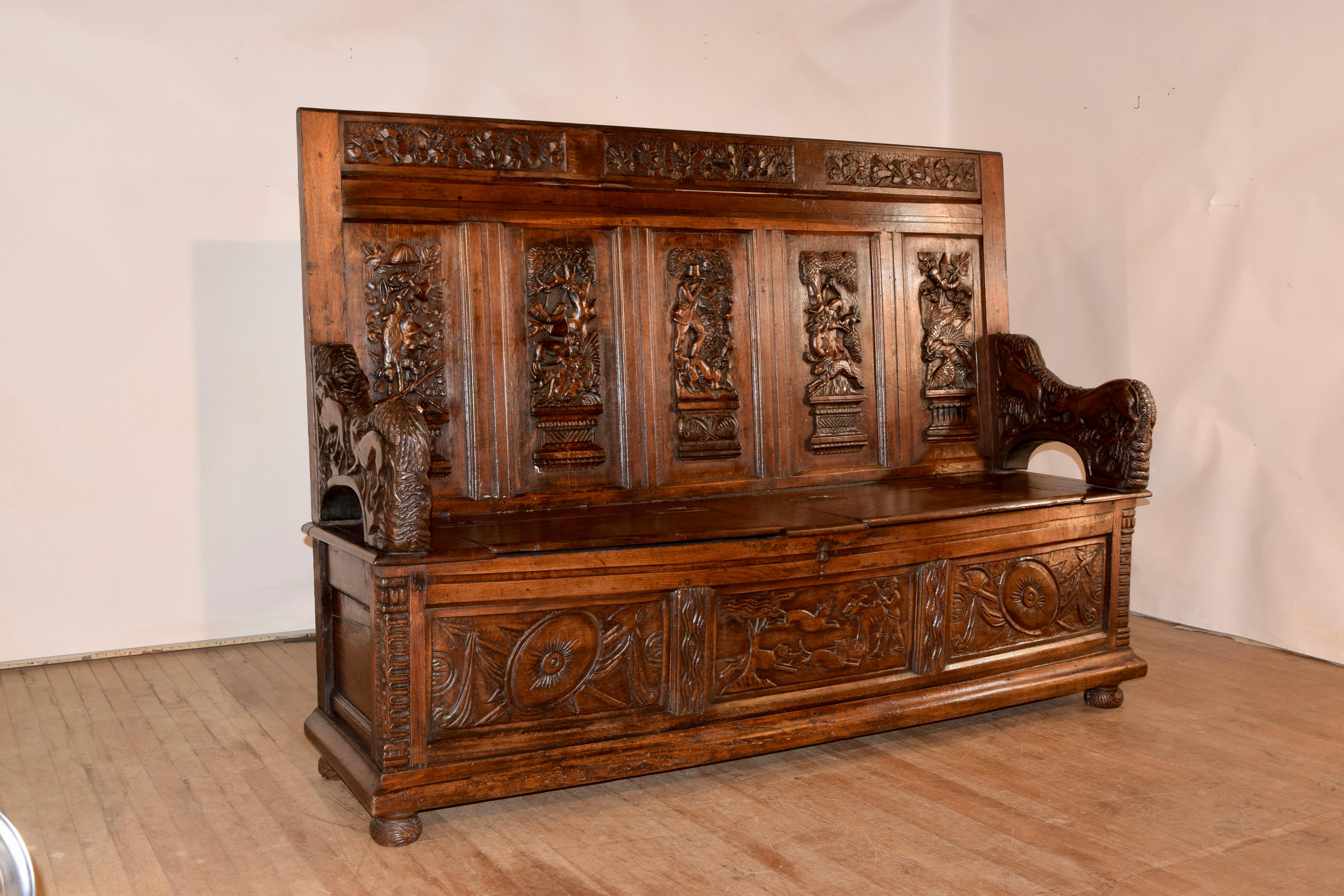 18th Century Black Forest Carved Bench In Good Condition In High Point, NC