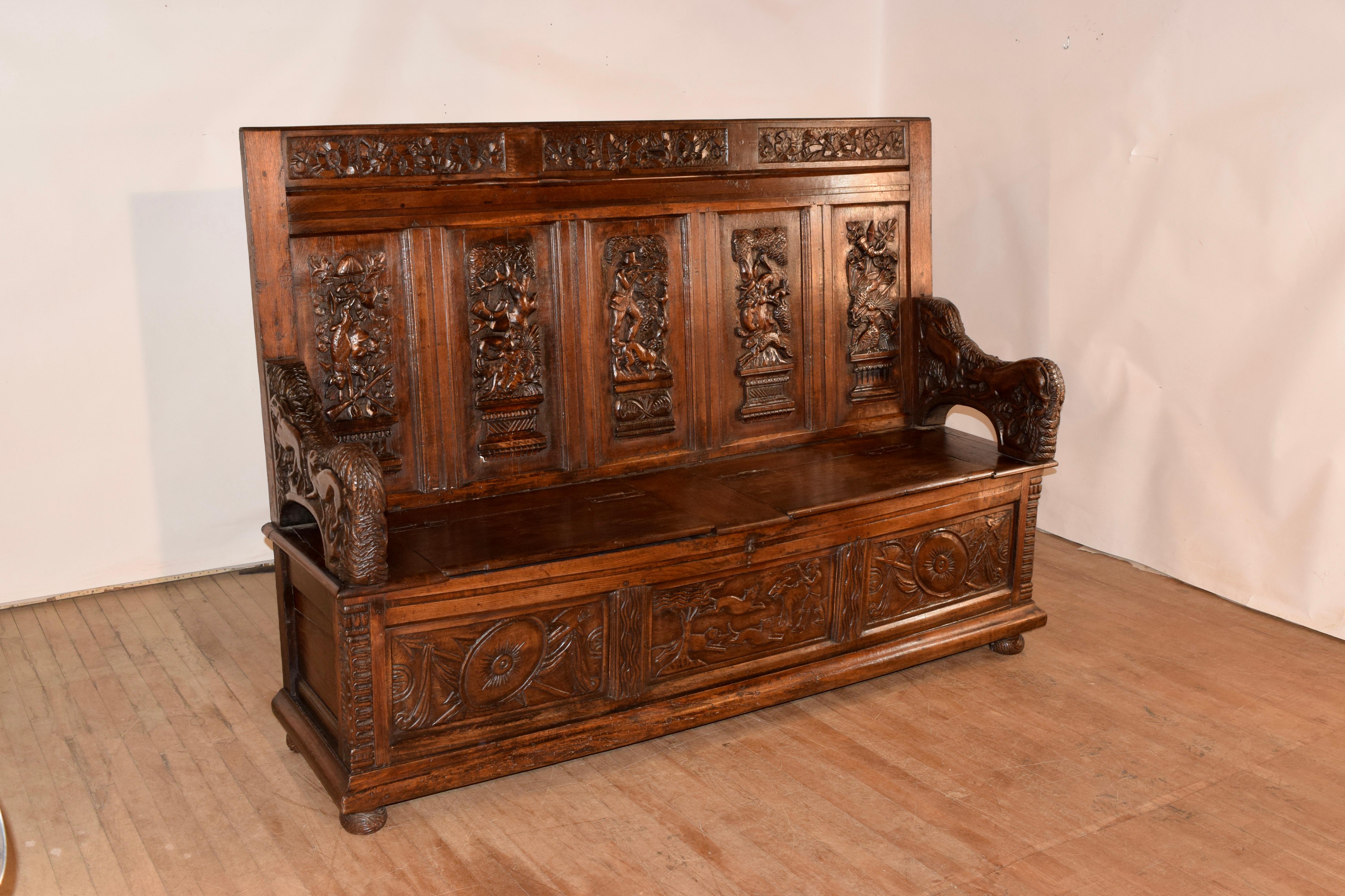 18th Century and Earlier 18th Century Black Forest Carved Bench