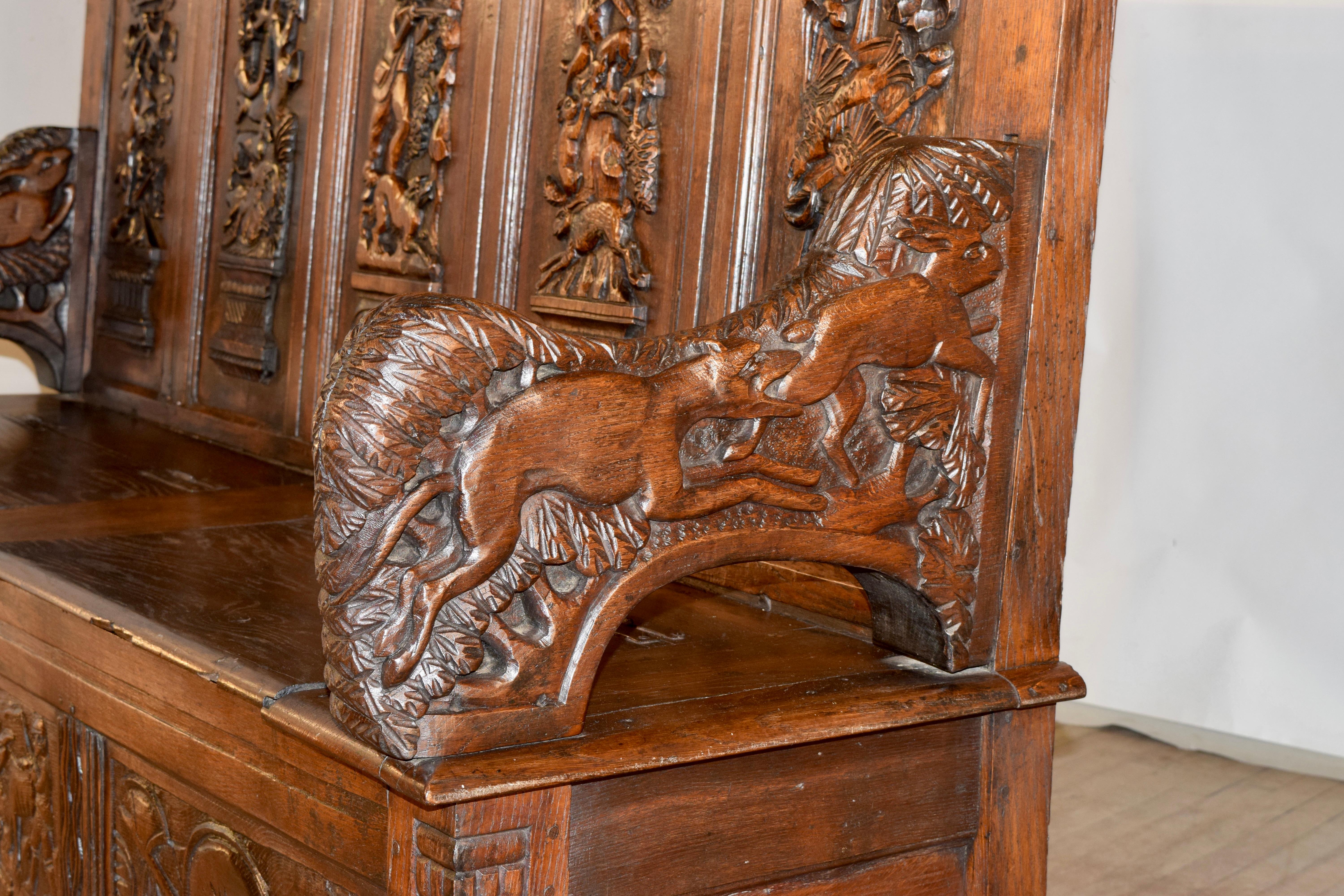 18th Century Black Forest Carved Bench 2