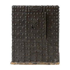 18th Century Black French Iron Safe, Antique Cassa Forte