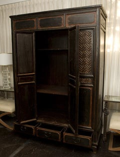 18th Century Black Lacquer Chinese Cabinet
