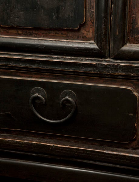 Legno Gabinetto cinese in lacca nera del XVIII secolo in vendita