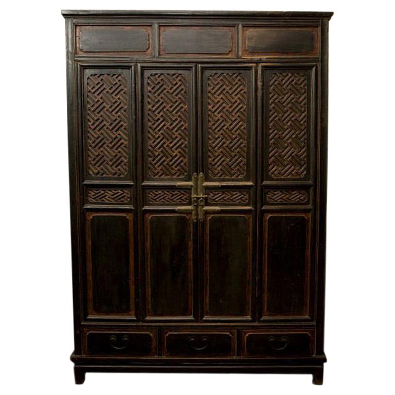 18th Century Black Lacquer Chinese Cabinet For Sale