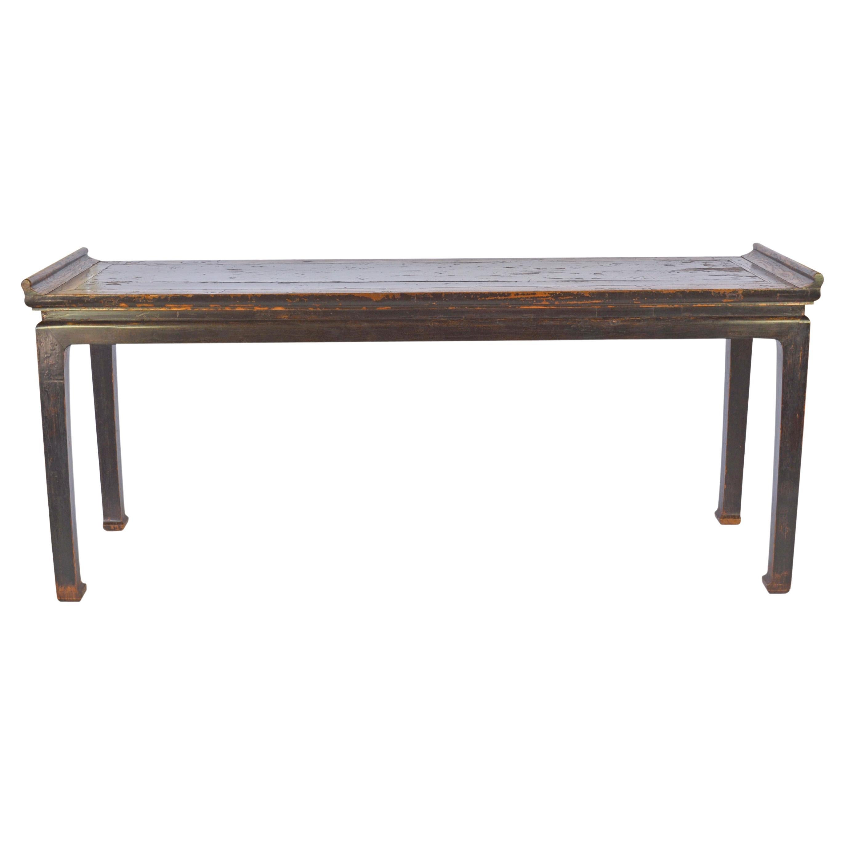 18th Century Black Lacquer Painting Table