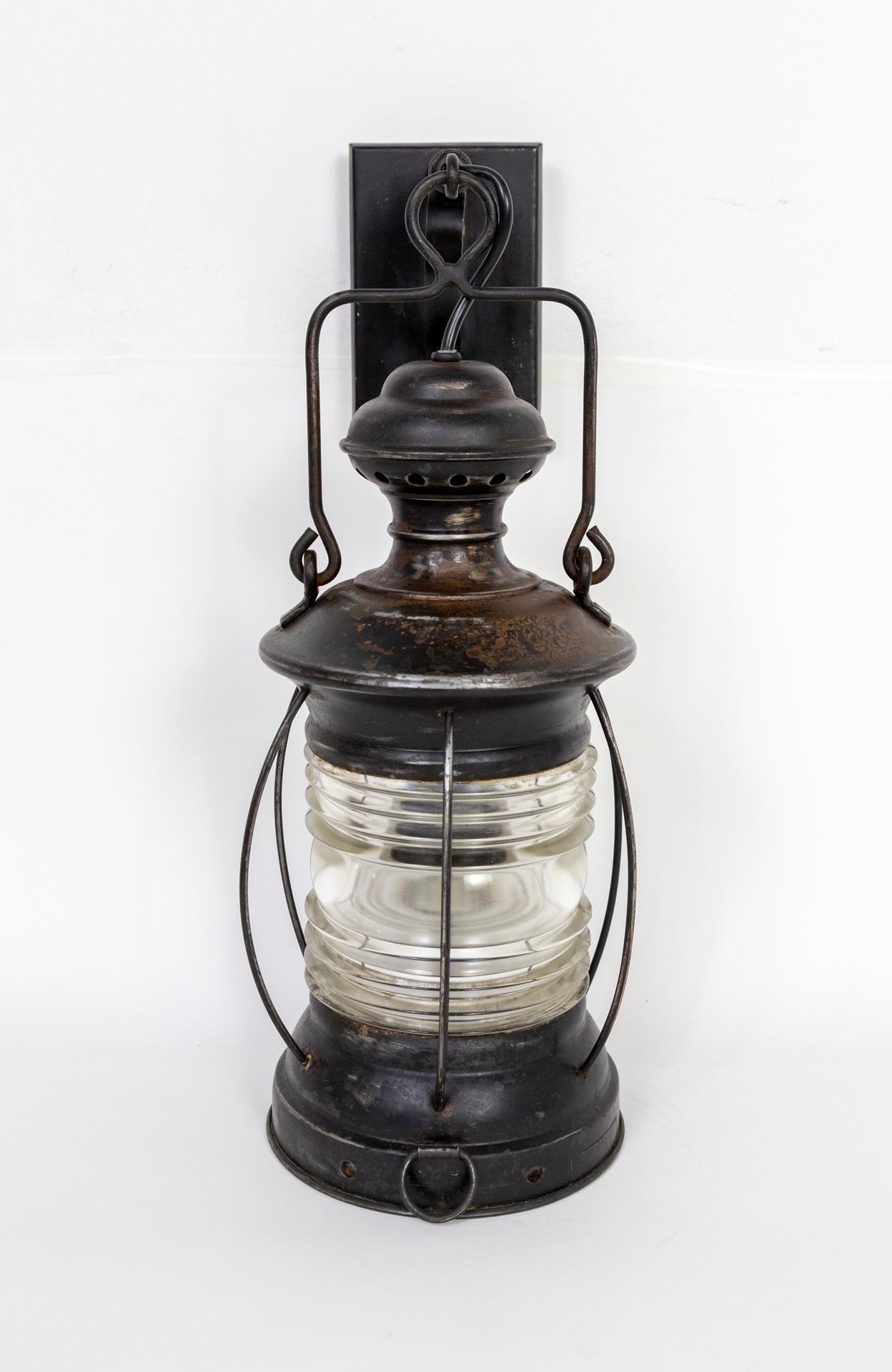 19th Century Black Nautical Lantern Sconces 'Pair' 2