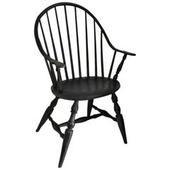 18th Century Black Painted Extended Arm Windsor Chair