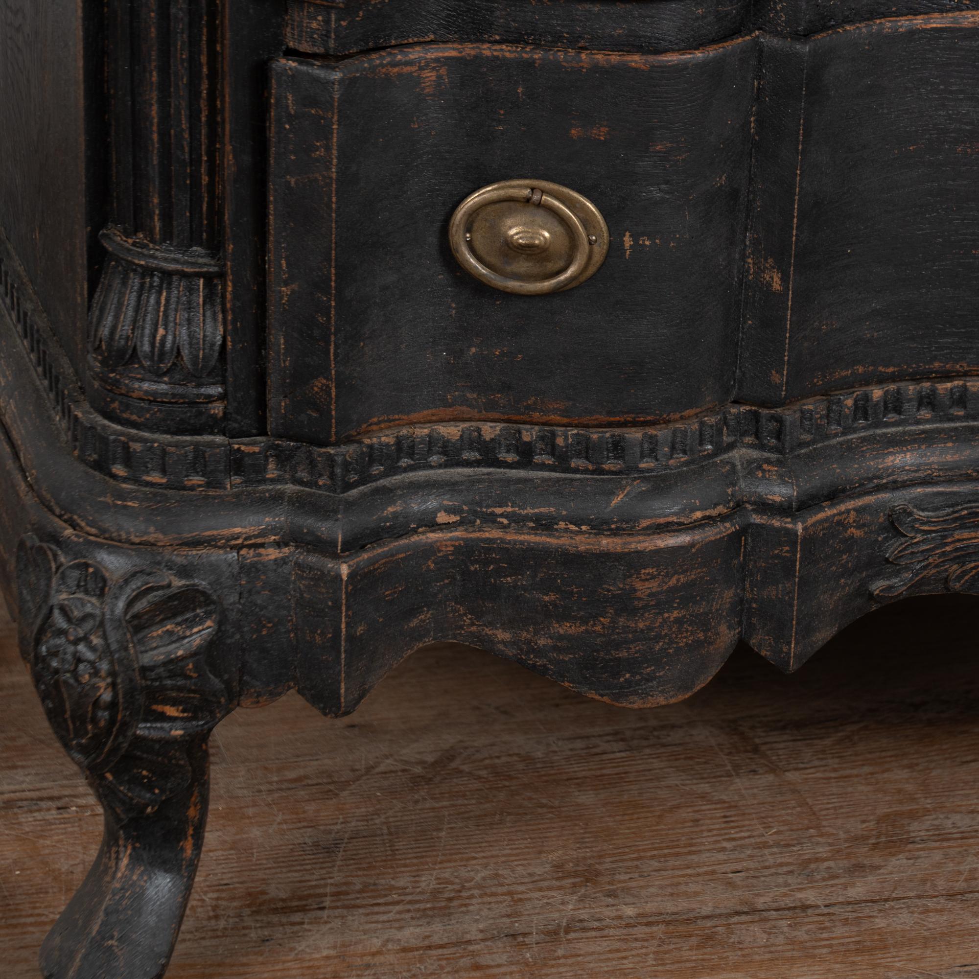 18th Century Black Rococo Large Chest of Four Drawers, Denmark For Sale 10