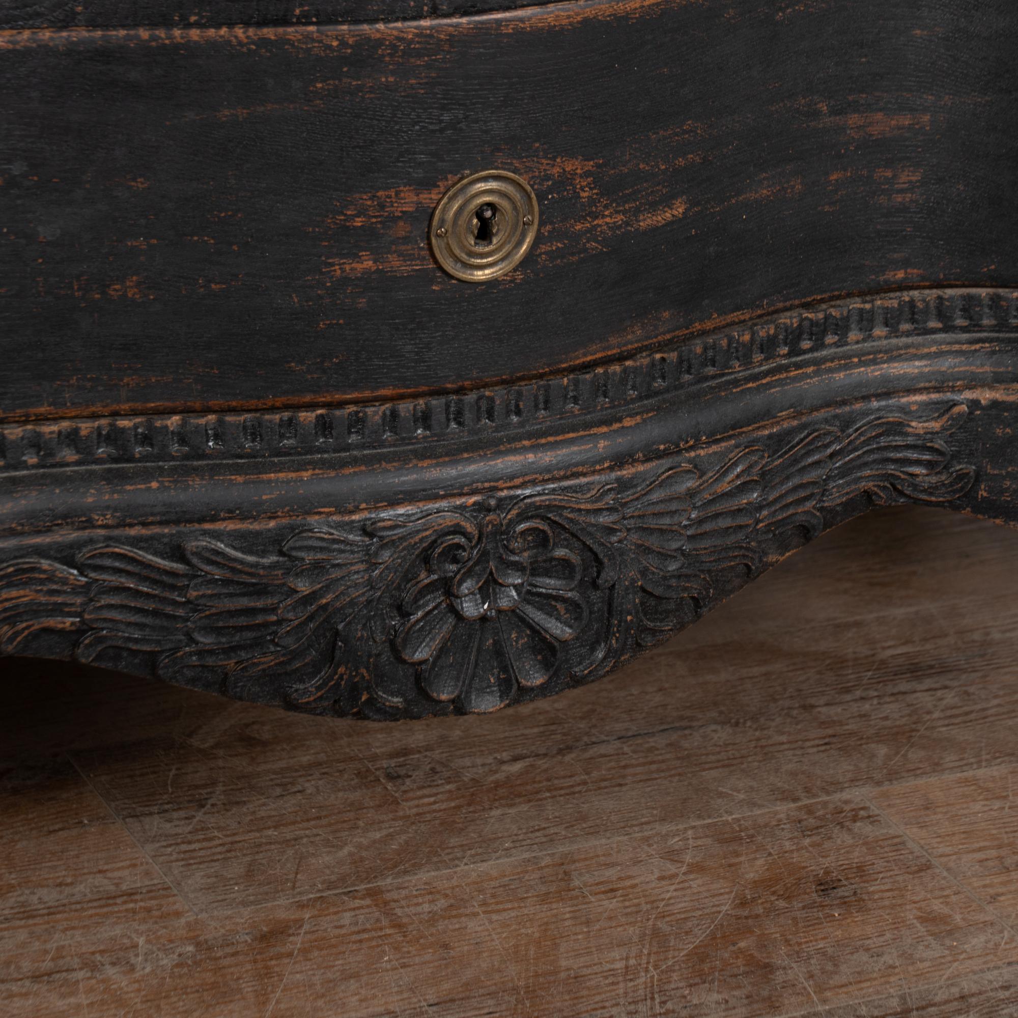 18th Century Black Rococo Large Chest of Four Drawers, Denmark For Sale 11