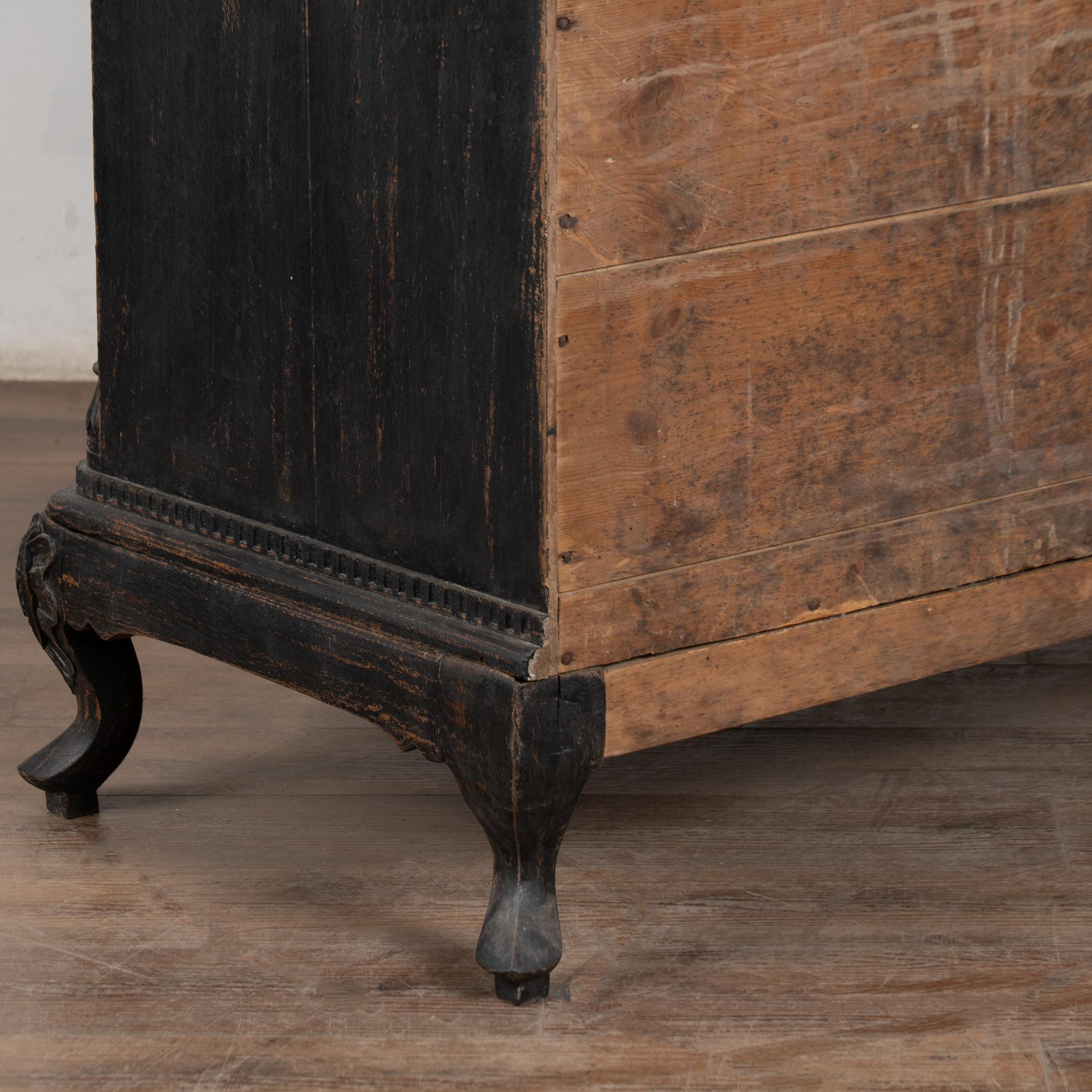 18th Century Black Rococo Large Chest of Four Drawers, Denmark For Sale 14