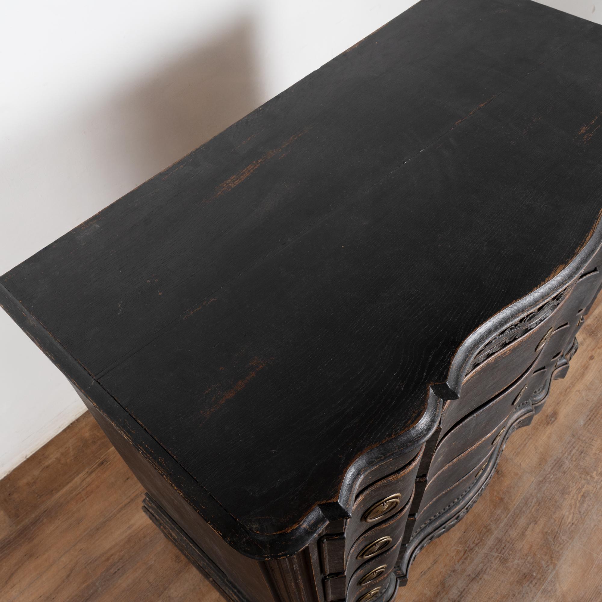 18th Century Black Rococo Large Chest of Four Drawers, Denmark For Sale 1