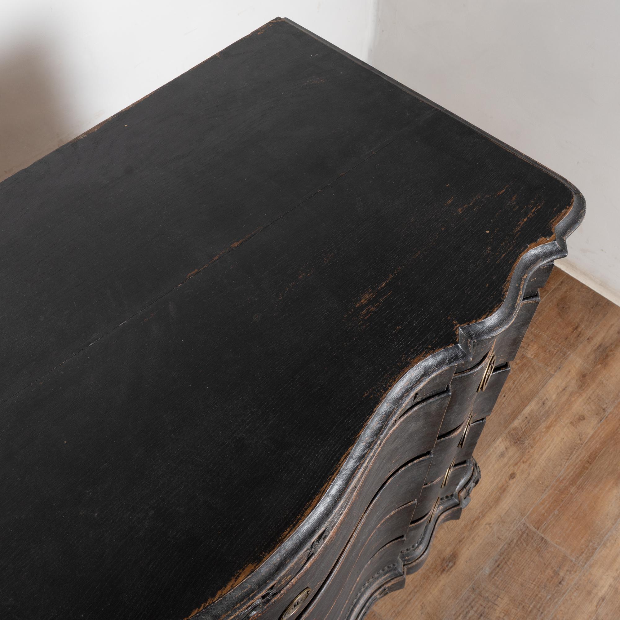 18th Century Black Rococo Large Chest of Four Drawers, Denmark For Sale 2