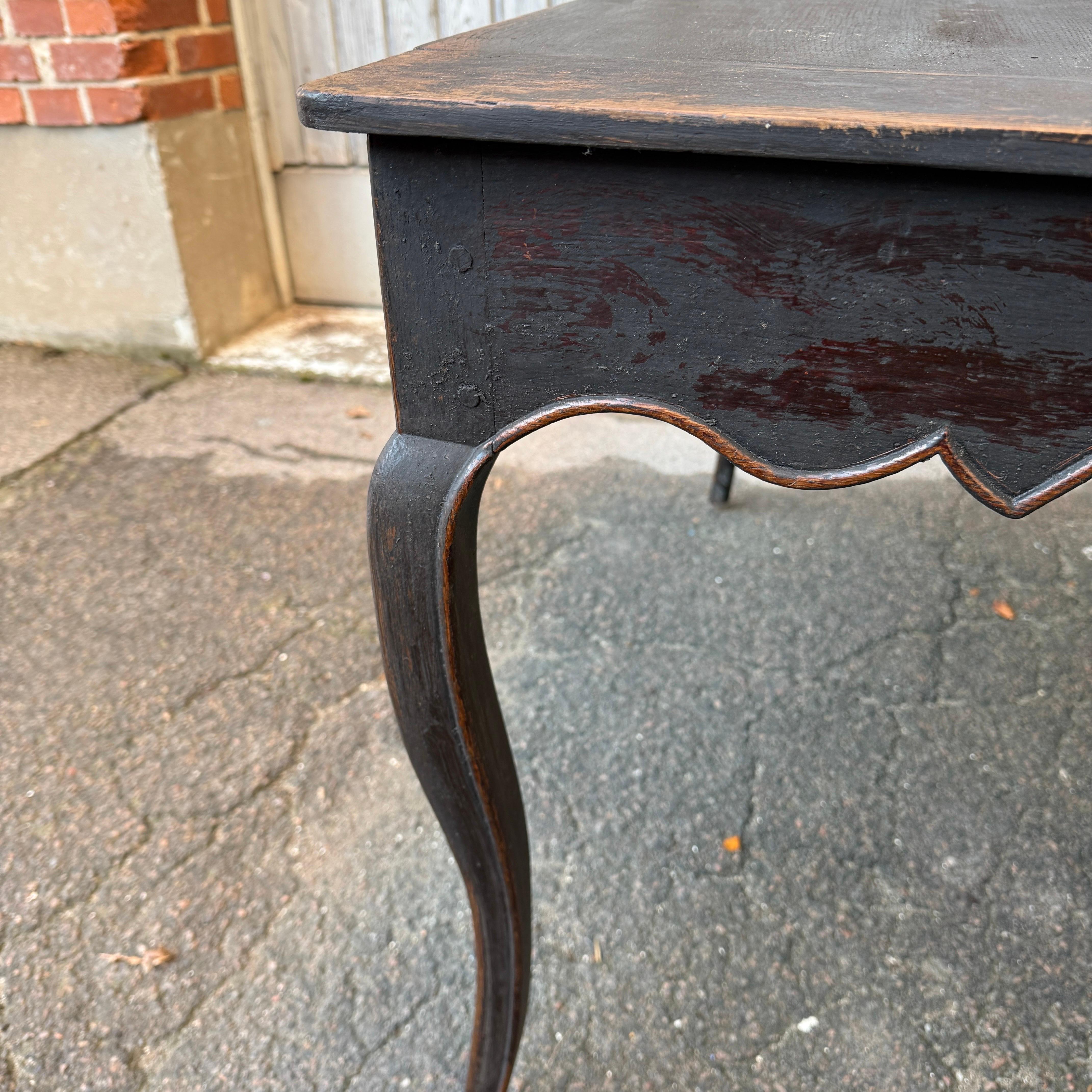 18th Century Black Rococo Writing Desk Table For Sale 5