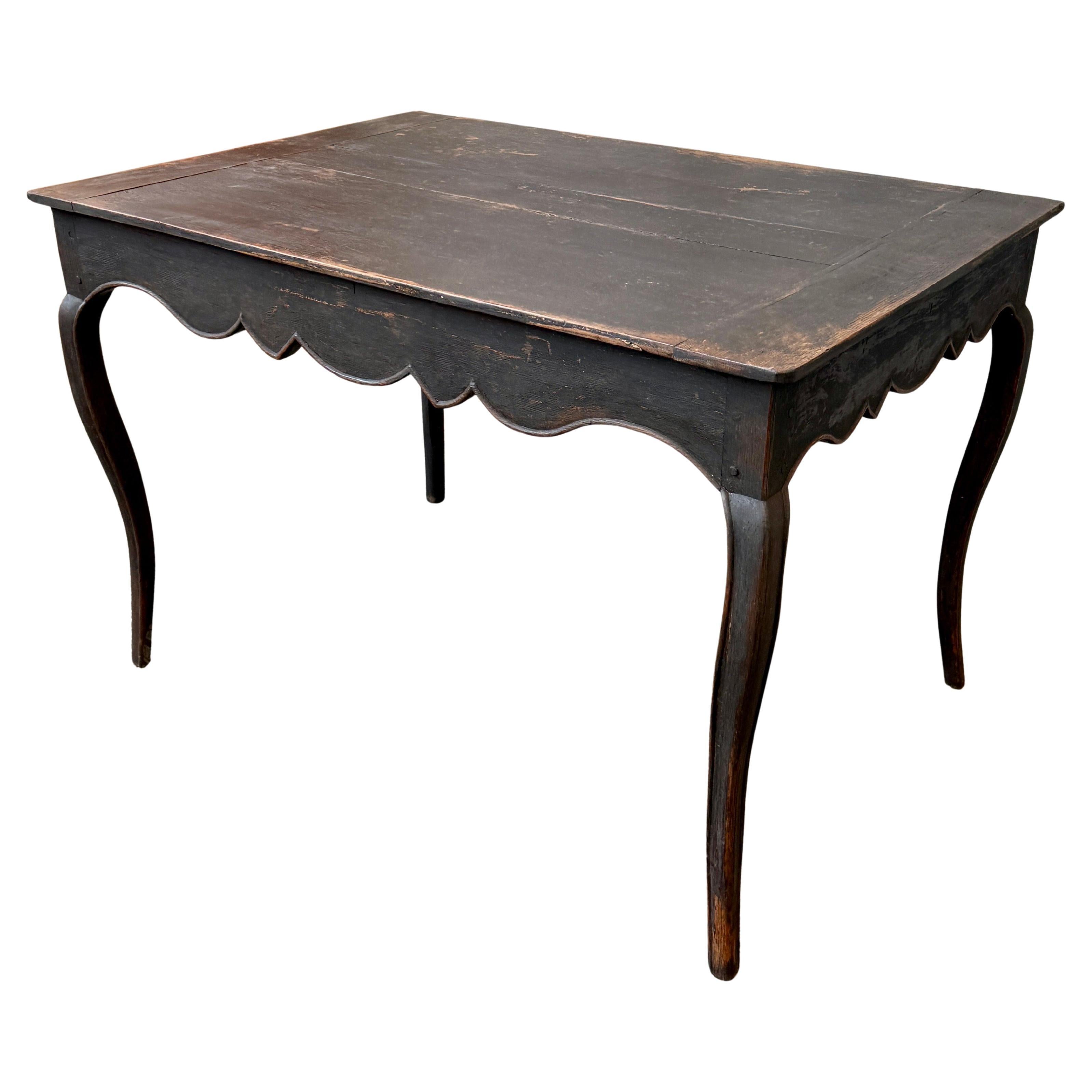 French 18th Century Black Rococo Writing Desk Table For Sale