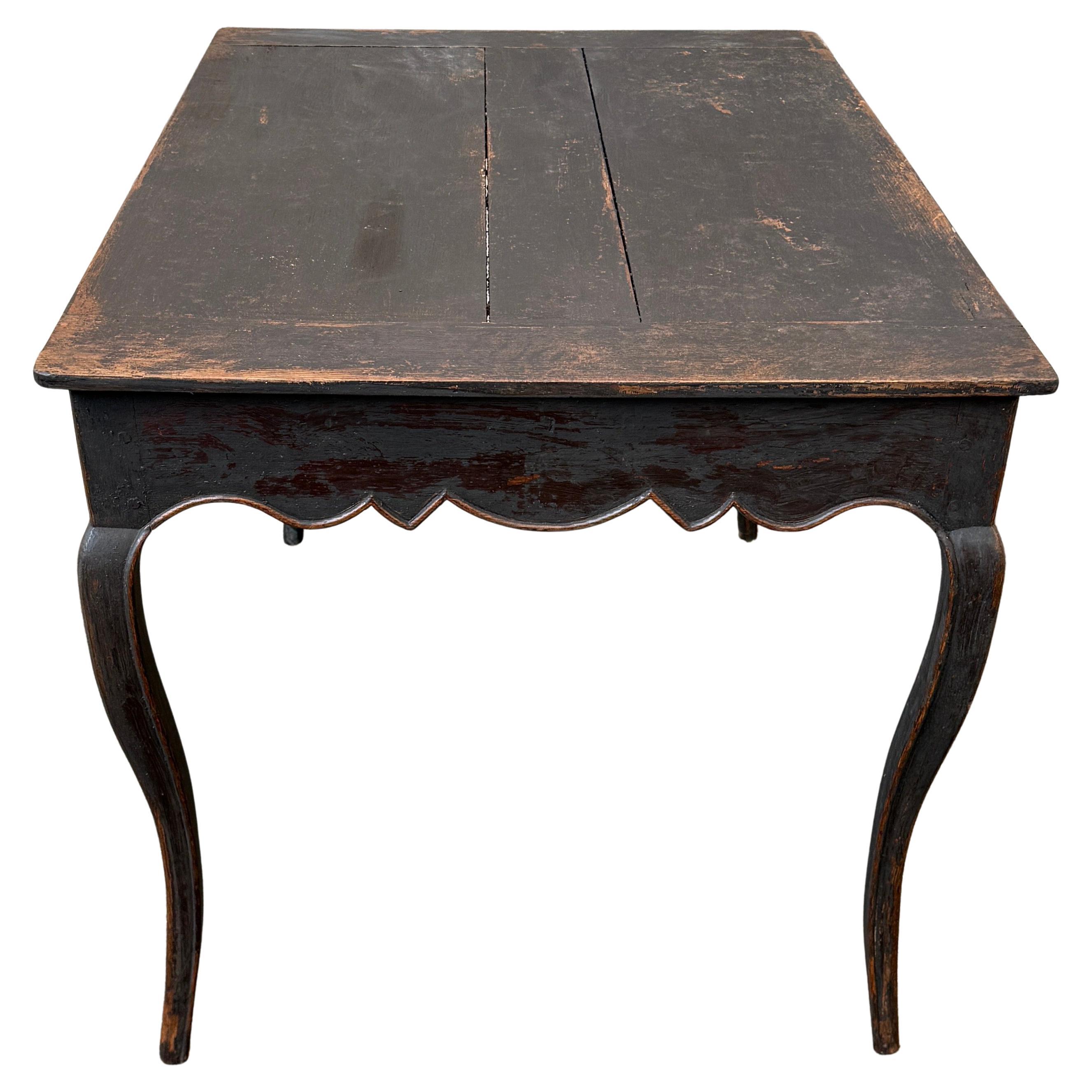 18th Century Black Rococo Writing Desk Table In Good Condition For Sale In Haddonfield, NJ