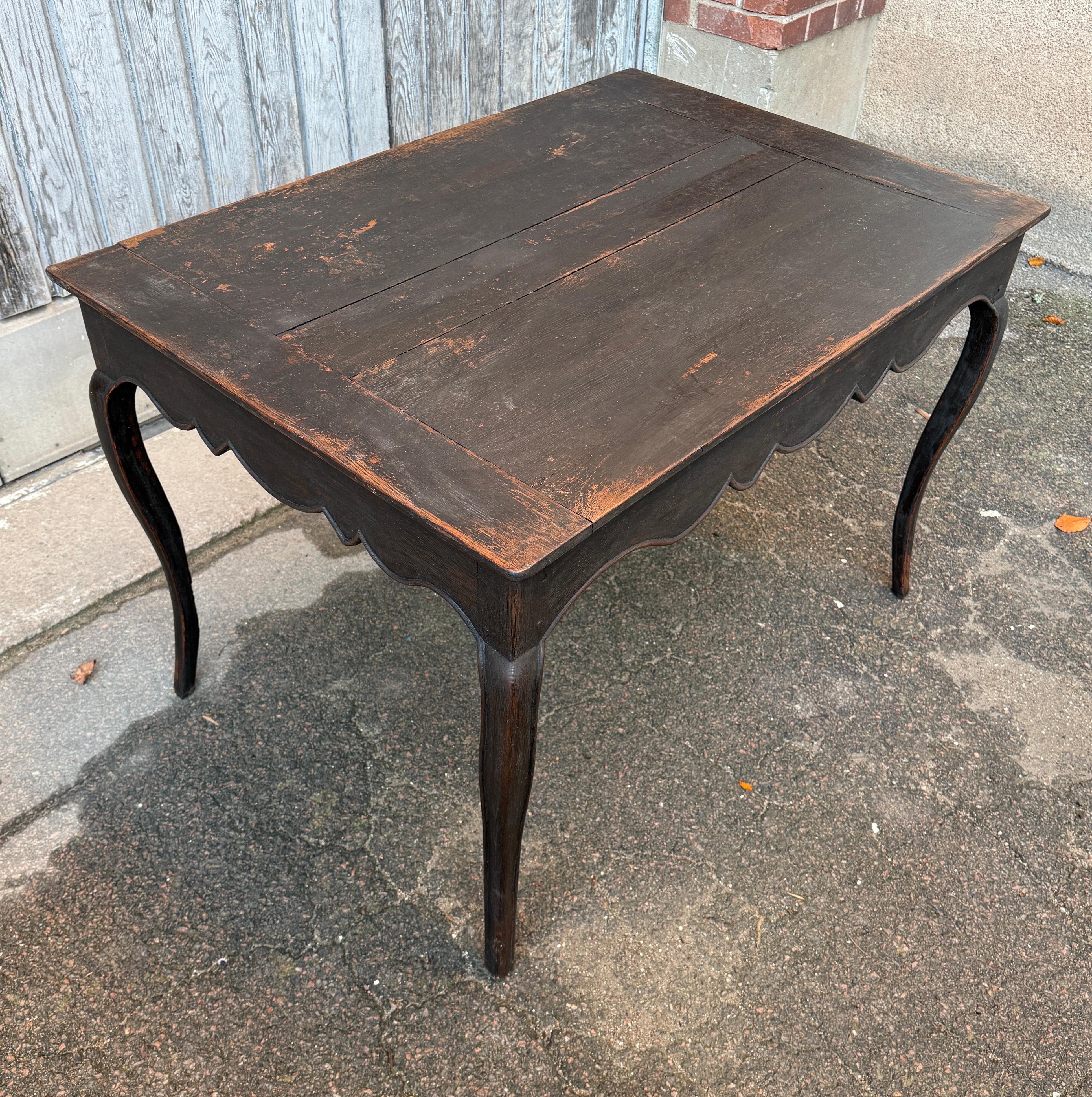18th Century Black Rococo Writing Desk Table For Sale 1