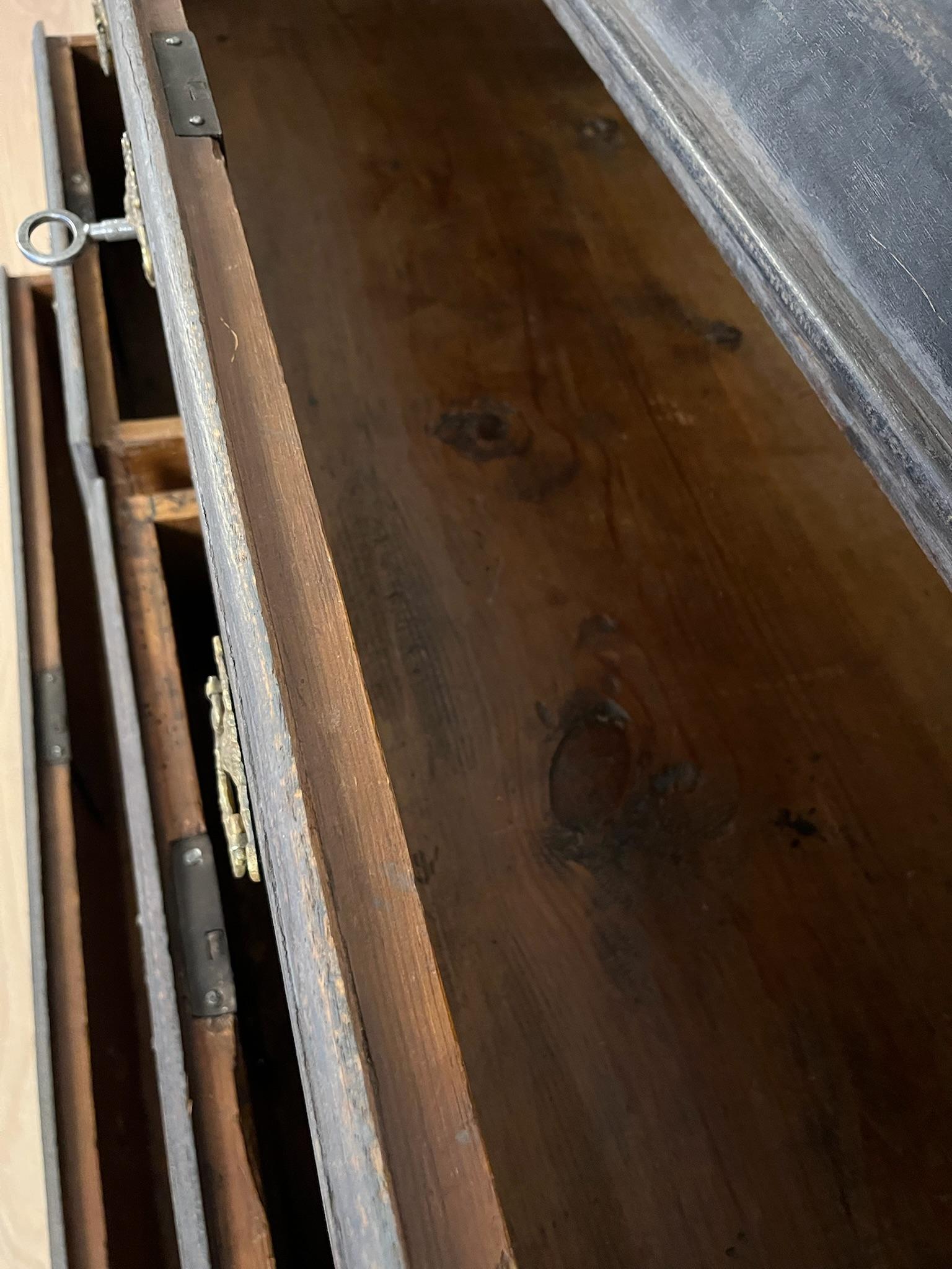 18th Century Black Swedish Oak Bureau - Antique Drop Front Secretary For Sale 7