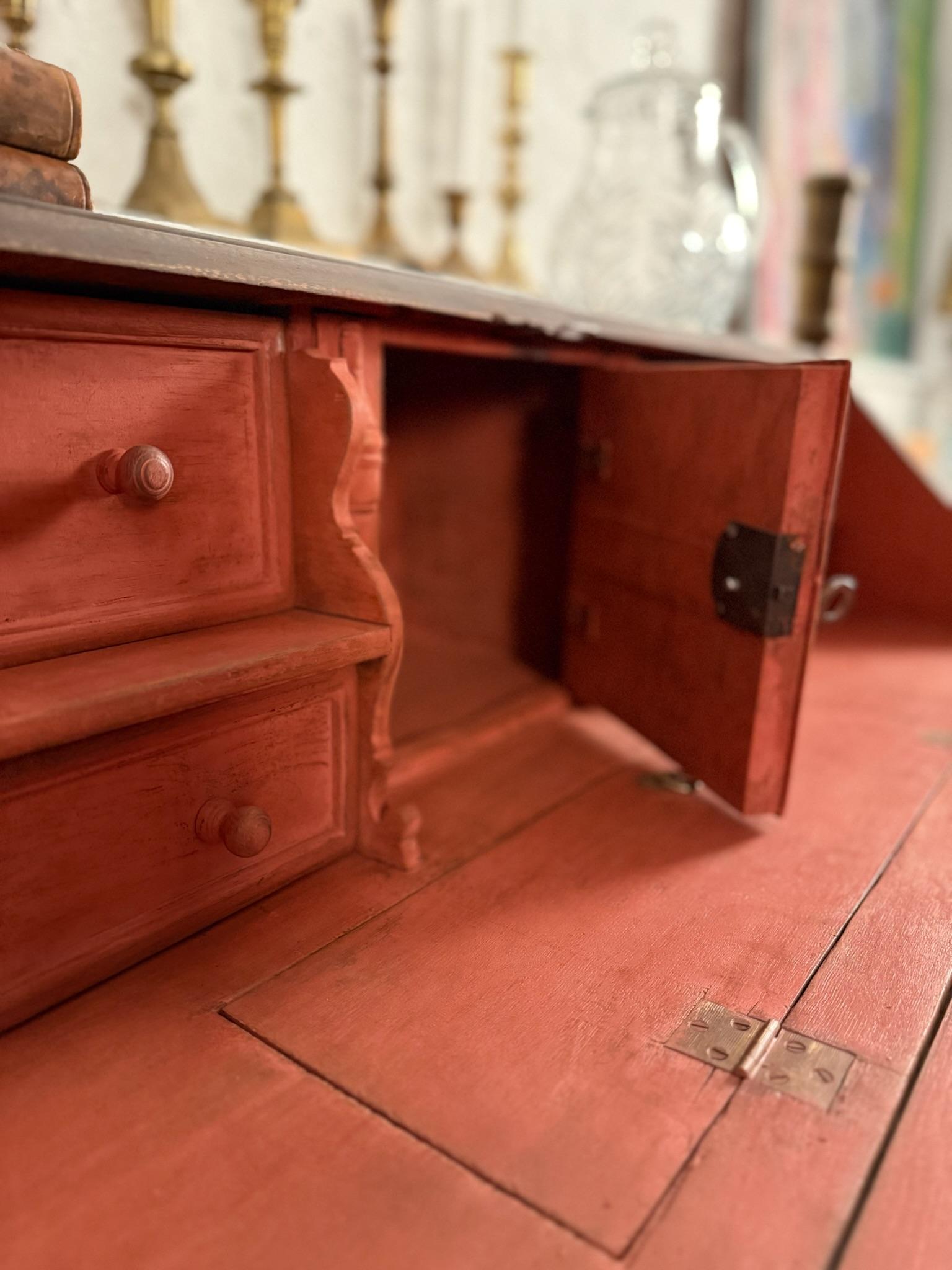 18th Century Black Swedish Oak Bureau - Antique Drop Front Secretary For Sale 2
