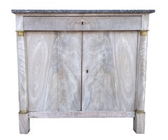 18th Century Bleached French Mahogany Empire Buffet with Black Marble Top