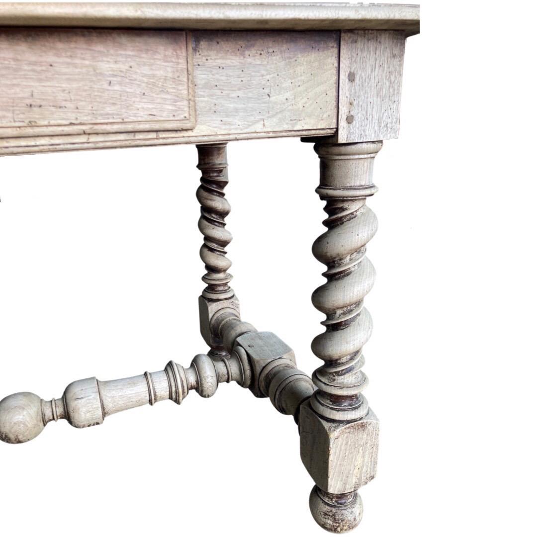 18th Century Bleached Louis XIII Table With Barley Twist Legs In Good Condition In Carmine, TX