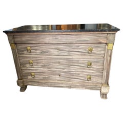 18th Century Bleached Mahogany French Empire Commode with Black Marble Top